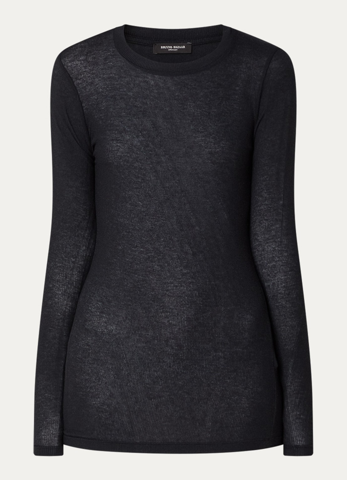 Bruuns Bazaar AngelaBB semi-transparante longsleeve in wolblend - voorkant zwart