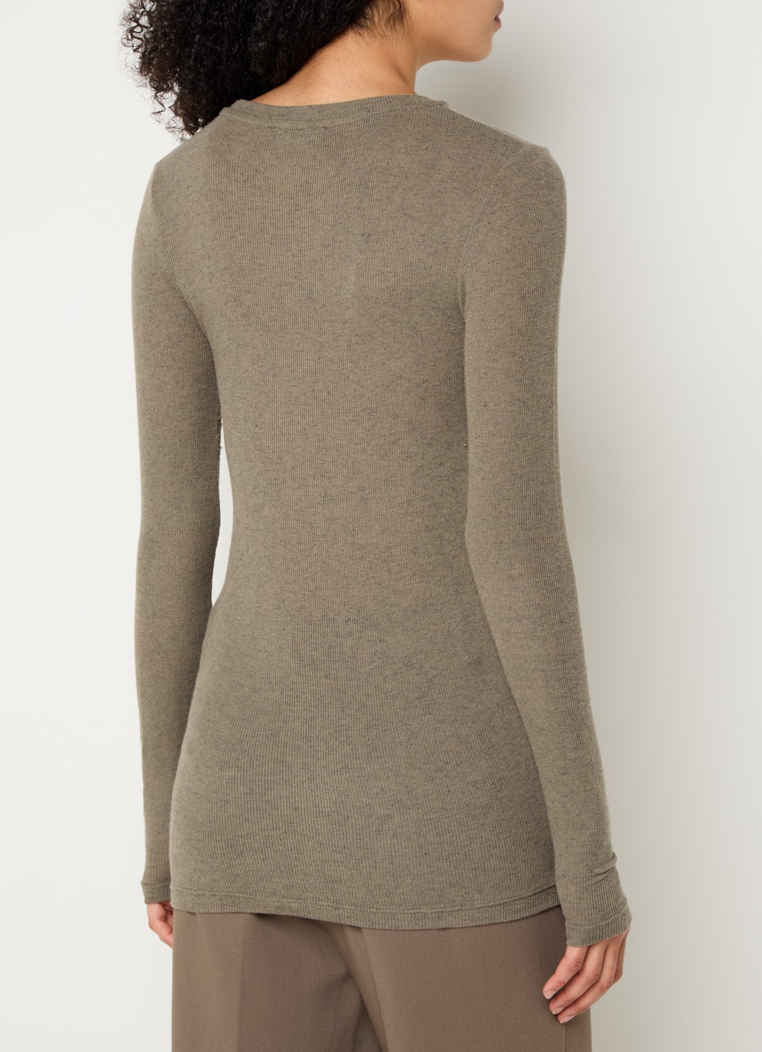 Bruuns Bazaar AngelaBB semi-transparante longsleeve in wolblend - achterkant 2 lichtbruin