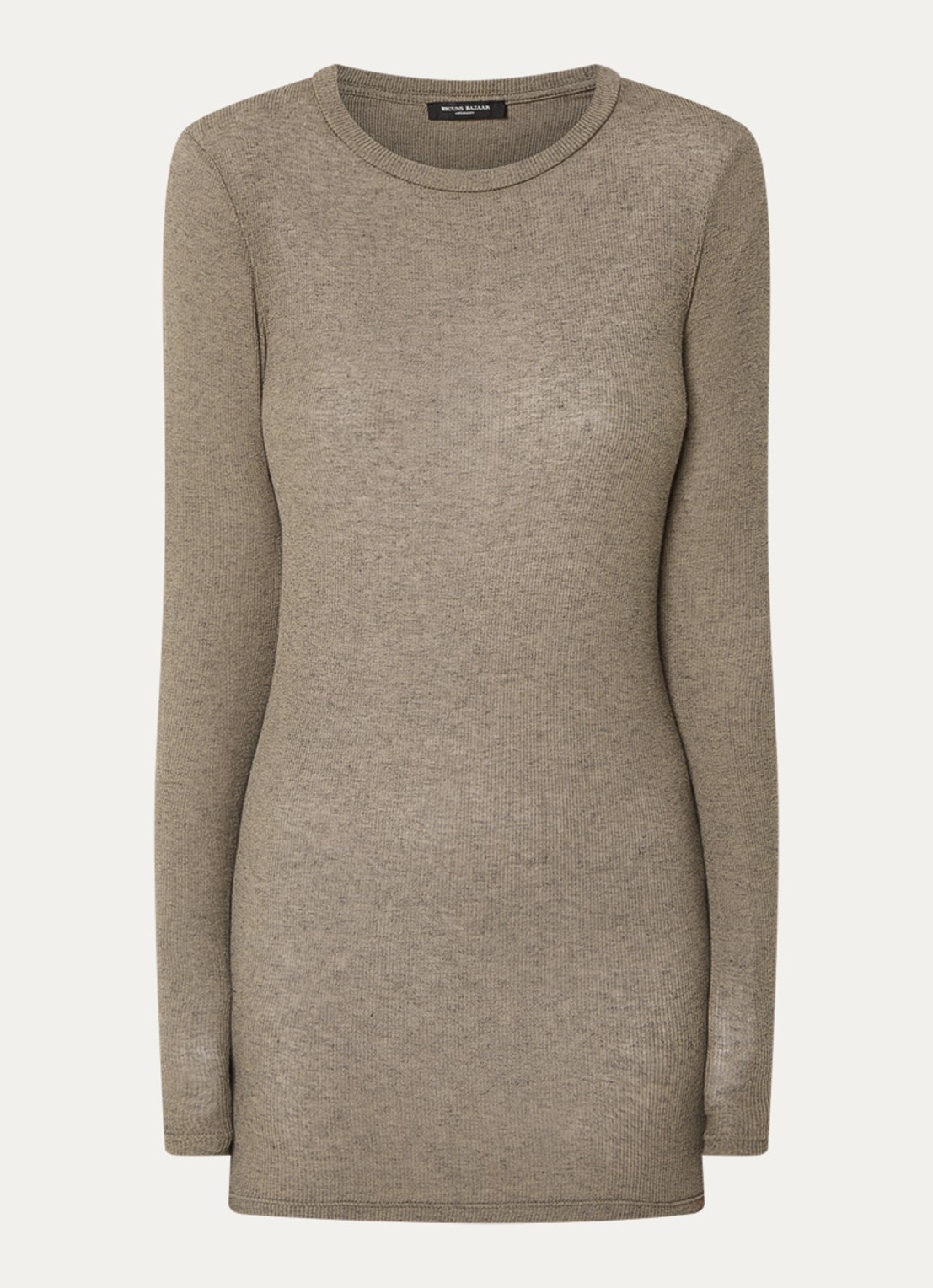 Bruuns Bazaar AngelaBB semi-transparante longsleeve in wolblend - voorkant 3 lichtbruin
