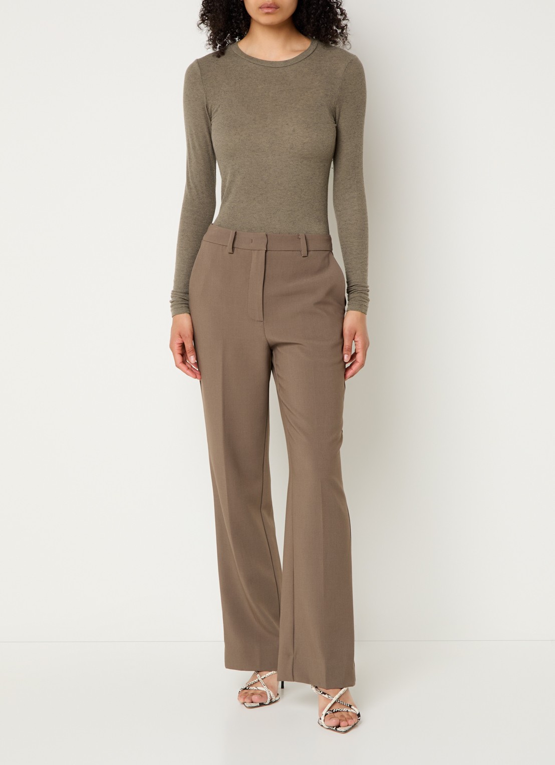 Bruuns Bazaar AngelaBB semi-transparante longsleeve in wolblend - voorkant 4 lichtbruin