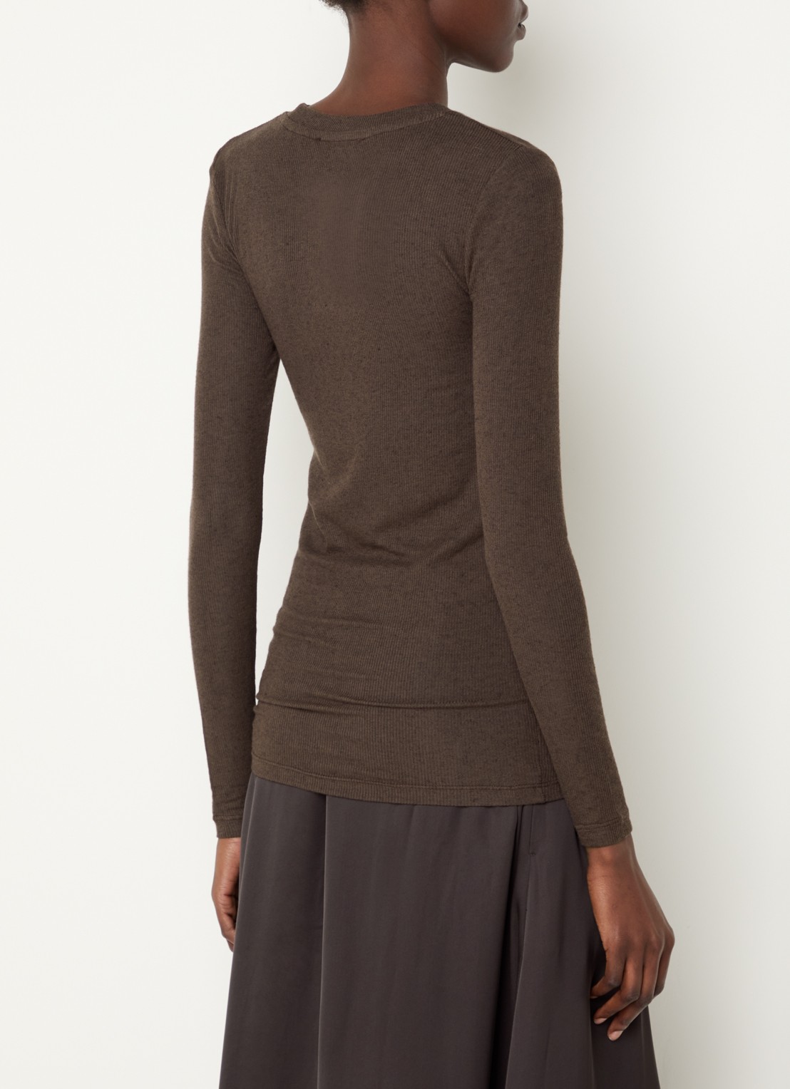 Bruuns Bazaar AngelaBB semi-transparante longsleeve in wolblend - achterkant 3 donkerbruin