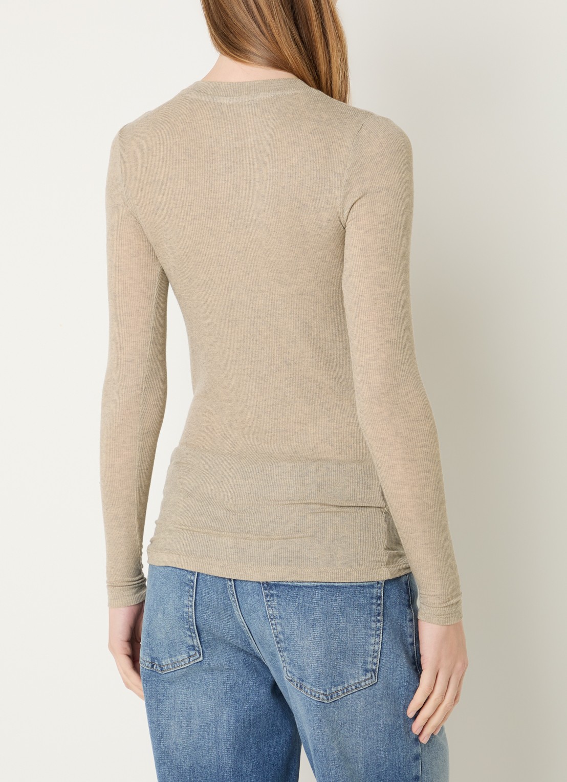 Bruuns Bazaar AngelaBB semi-transparante longsleeve in wolblend - achterkant 4 beige