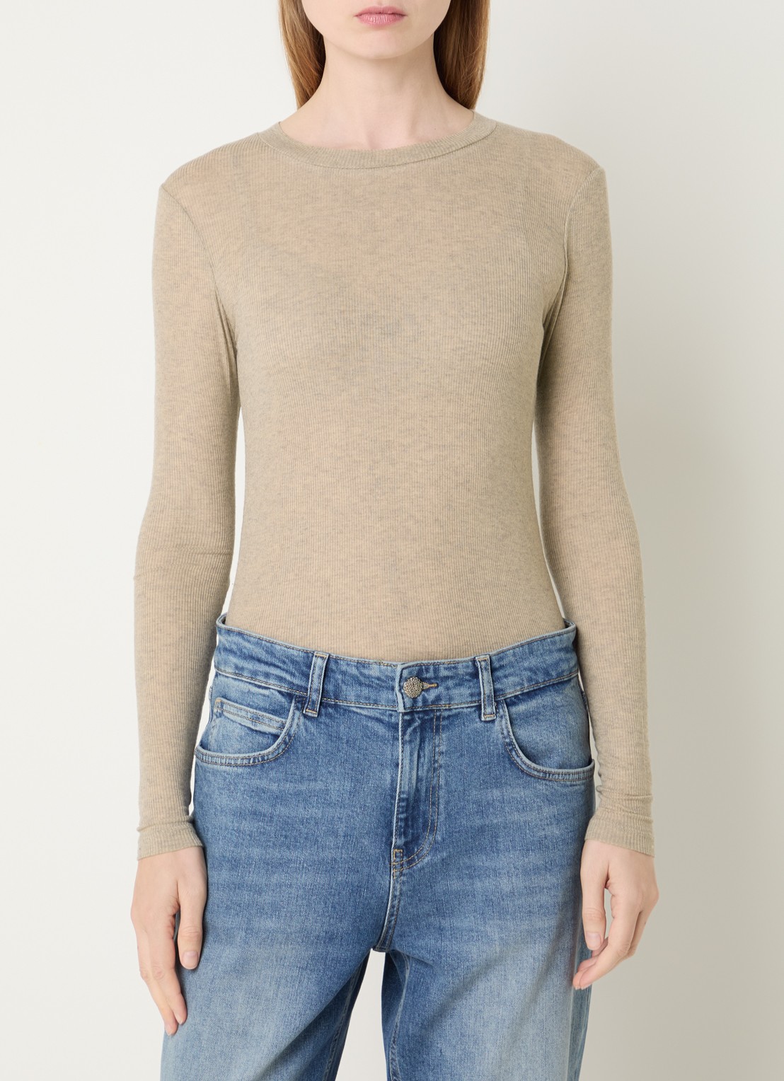 Bruuns Bazaar AngelaBB semi-transparante longsleeve in wolblend - detail 3 beige
