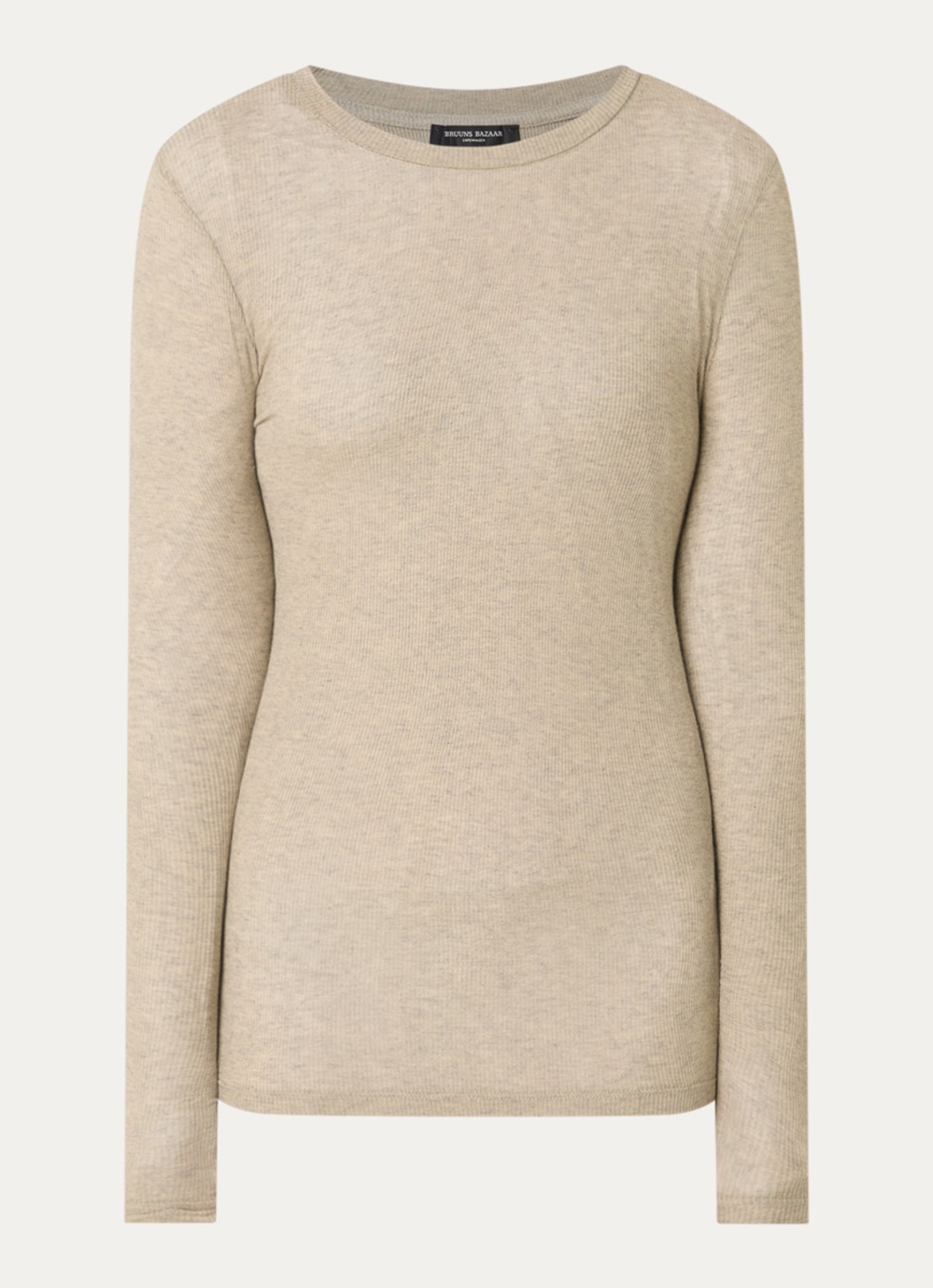 Bruuns Bazaar AngelaBB semi-transparante longsleeve in wolblend - voorkant beige