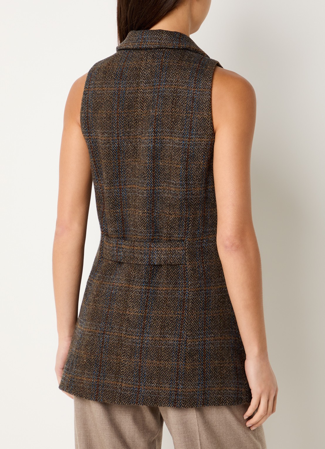 Bruuns Bazaar Aronia gilet van wol met steekzakken - achterkant 4 lichtbruin