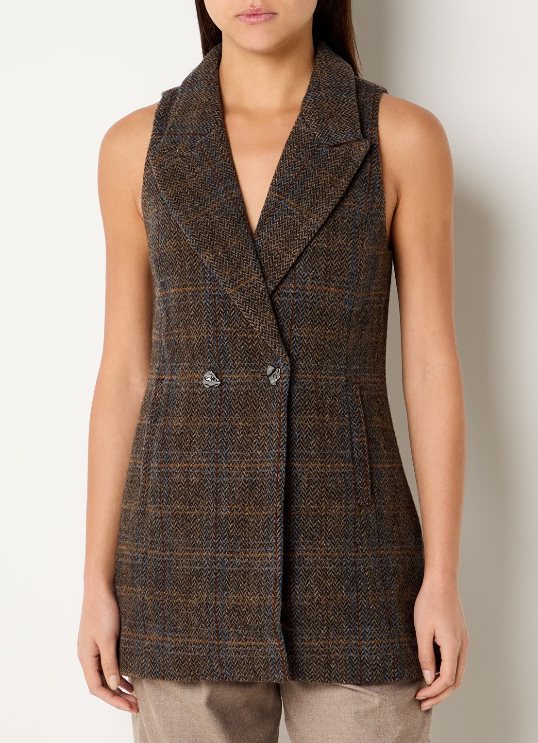 Bruuns Bazaar Aronia gilet van wol met steekzakken - detail lichtbruin