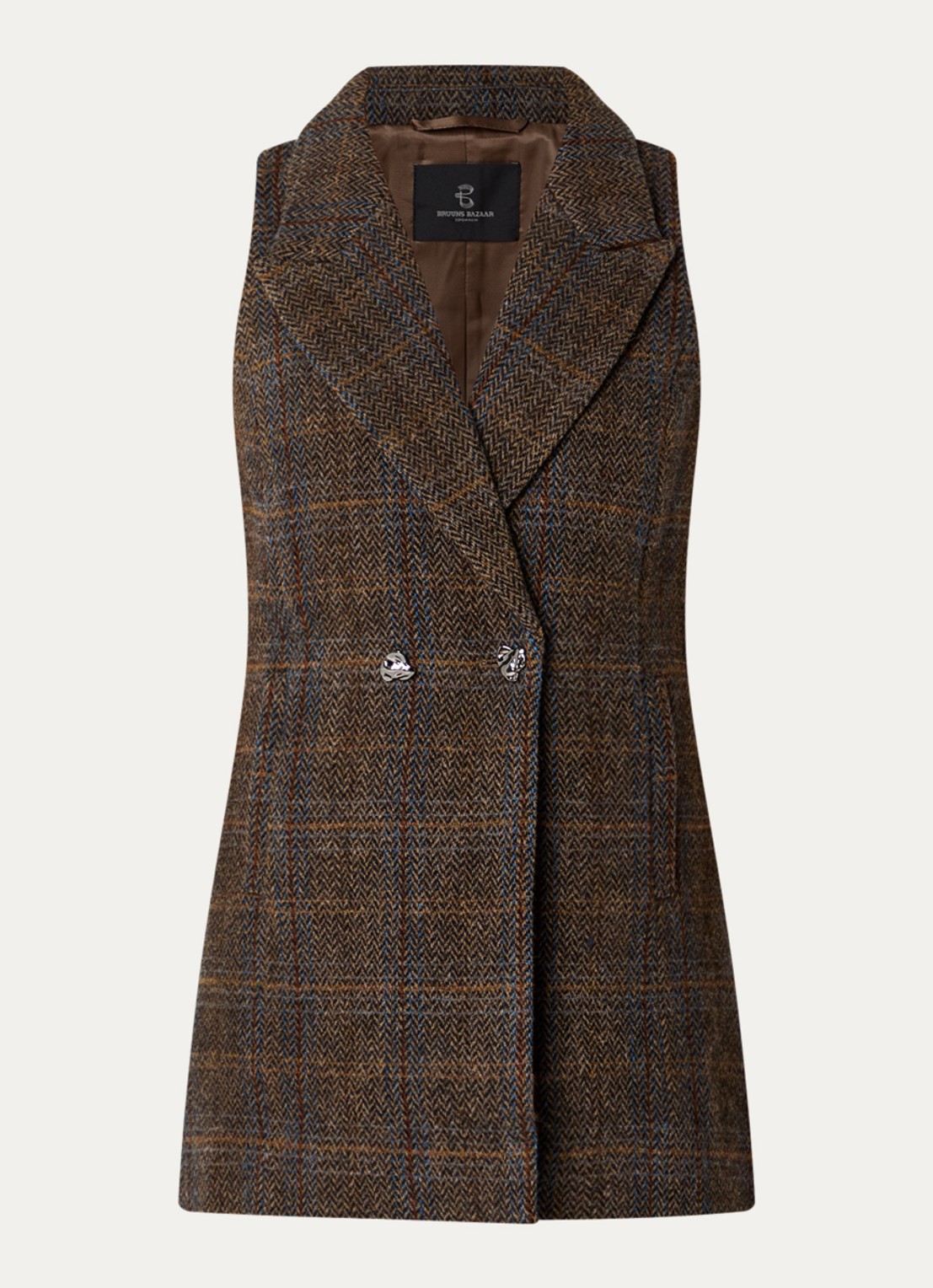 Bruuns Bazaar Aronia gilet van wol met steekzakken - voorkant 2 lichtbruin
