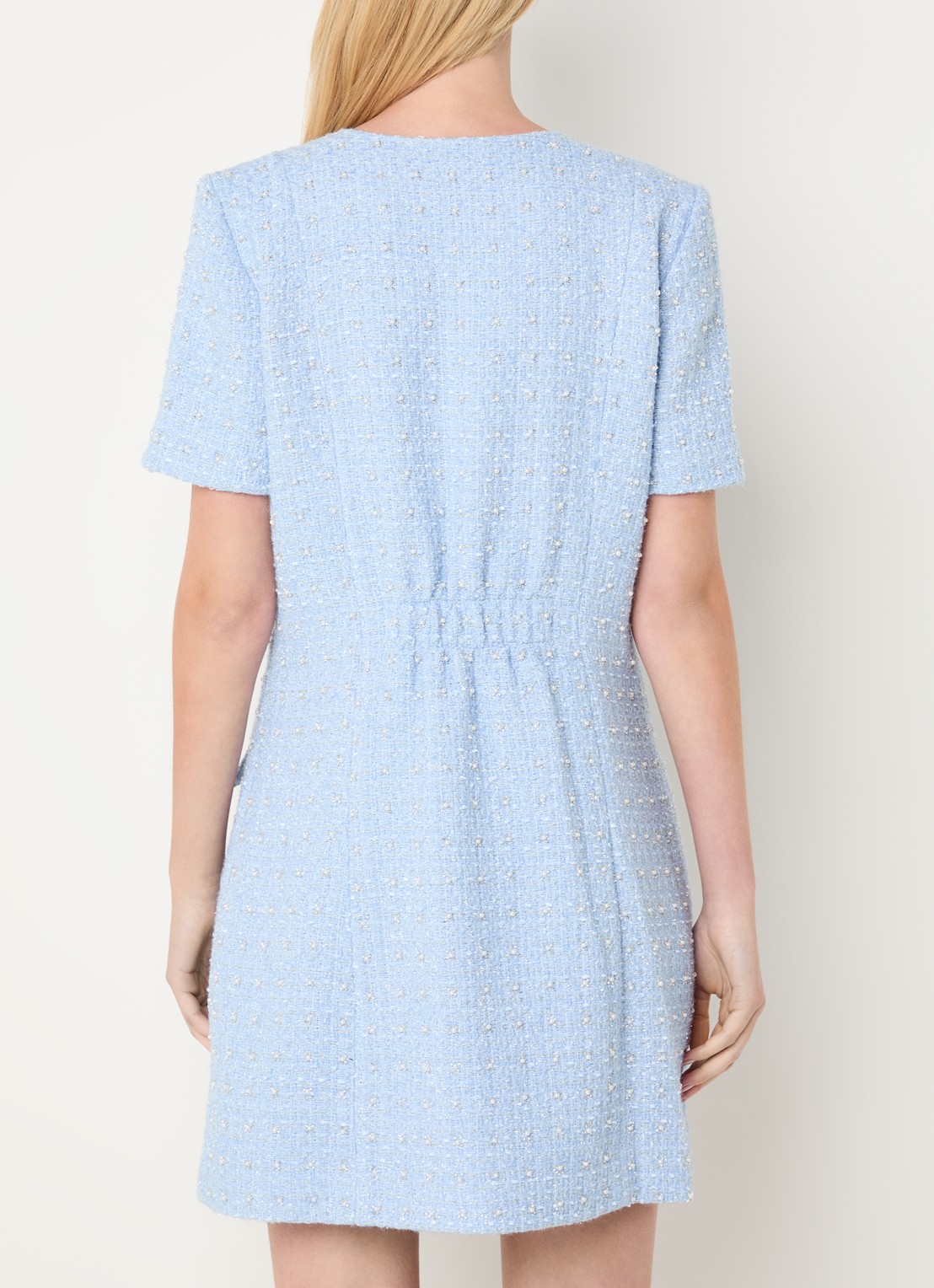 Bruuns Bazaar Attalea mini jurk met strass en halve rits - achterkant 3 lichtblauw