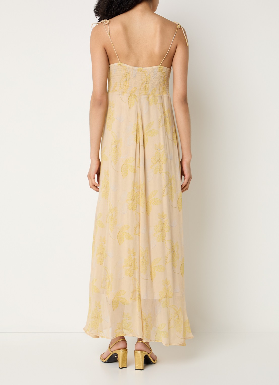 Bruuns Bazaar Bally maxi jurk met print - achterkant 3 okergeel