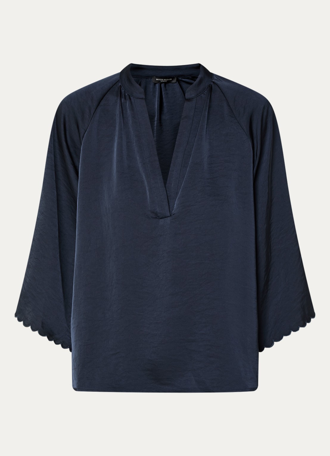 Bruuns Bazaar Beckia tuniek van satijn - voorkant 2 donkerblauw