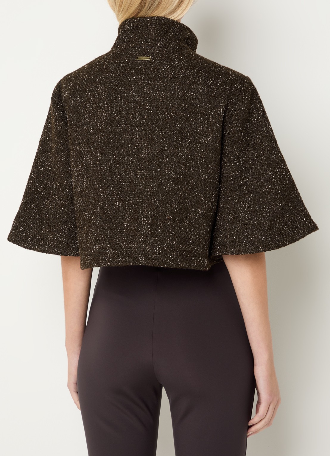Bruuns Bazaar Cape met tweed-look - achterkant 4 bruin