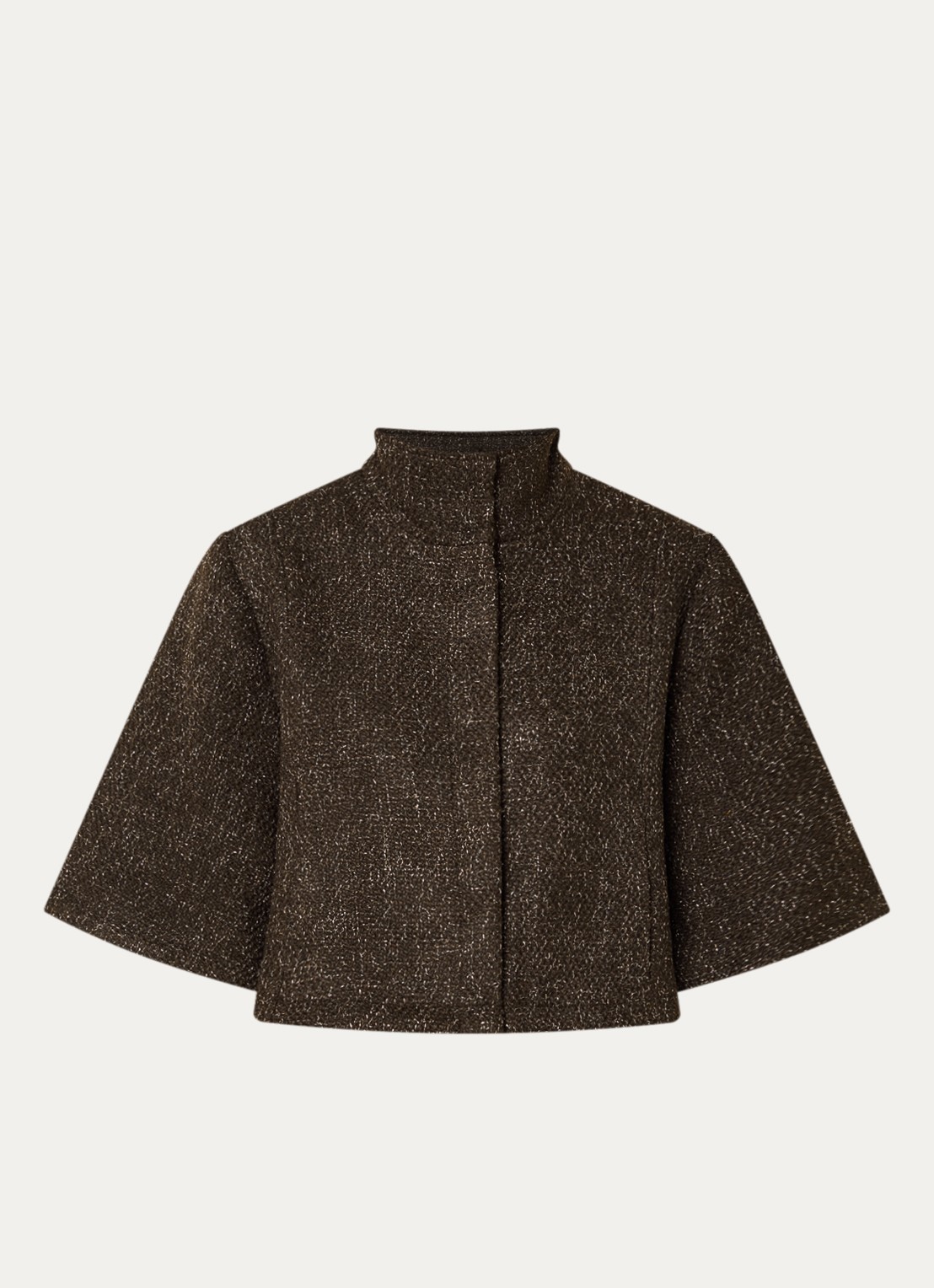 Bruuns Bazaar Cape met tweed-look - voorkant bruin
