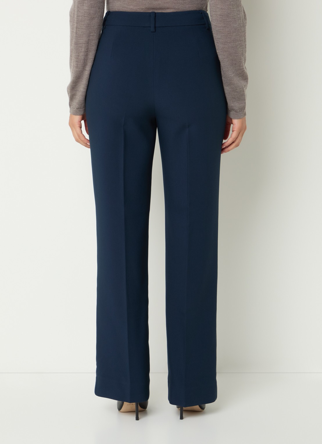 Bruuns Bazaar Cindy high waist flared fit pantalon met steekzakken - achterkant 2 donkerblauw