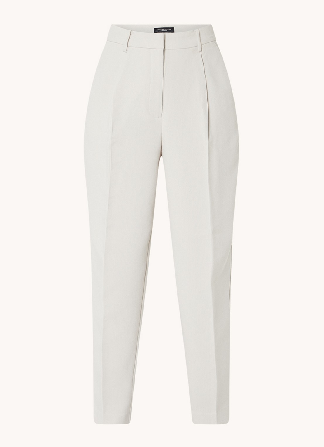 Bruuns Bazaar Cindy high waist tapered fit cropped pantalon met plooidetail - voorkant gebroken wit