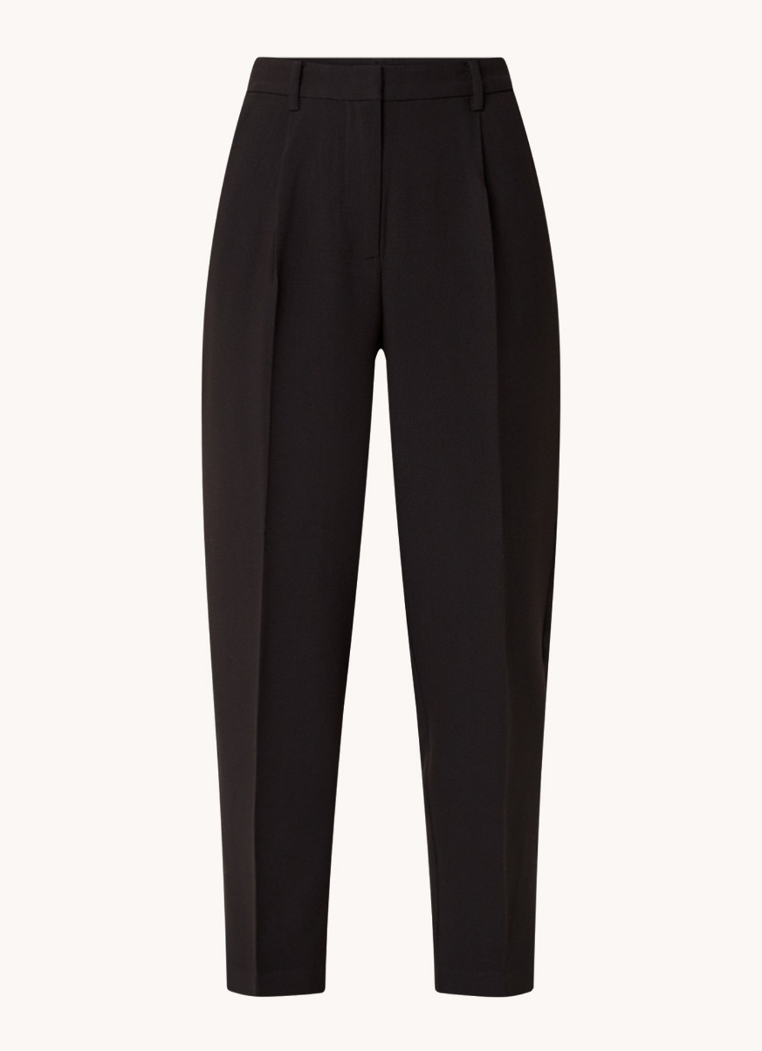 Bruuns Bazaar Cindy high waist tapered fit cropped pantalon met plooidetail - voorkant zwart