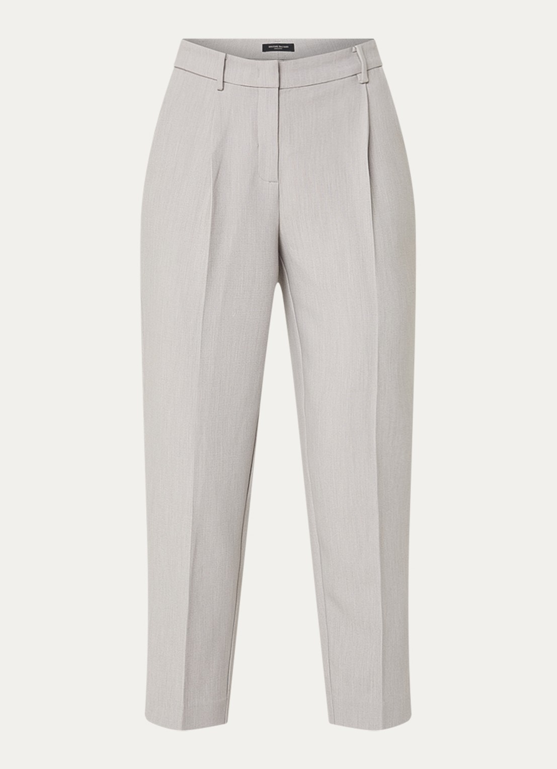 Bruuns Bazaar Cindy high waist tapered fit cropped pantalon met plooidetail - voorkant 2 lichtgrijs