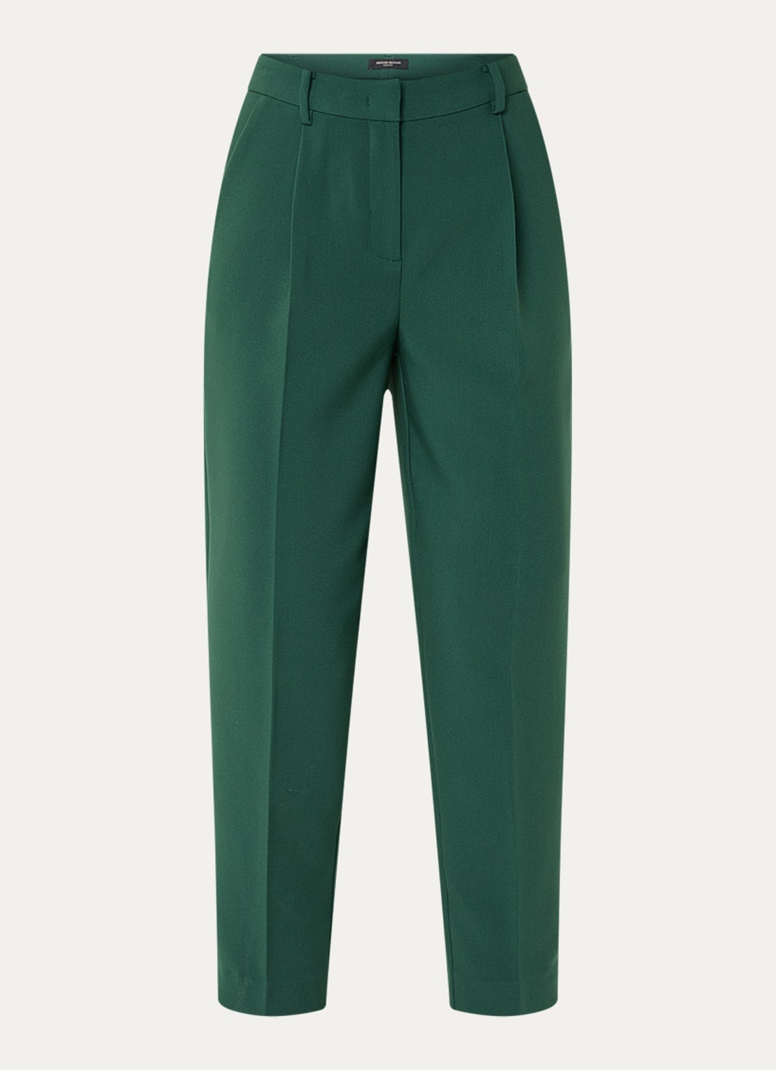 Bruuns Bazaar Cindy high waist tapered fit cropped pantalon met plooidetail - voorkant flessengroen