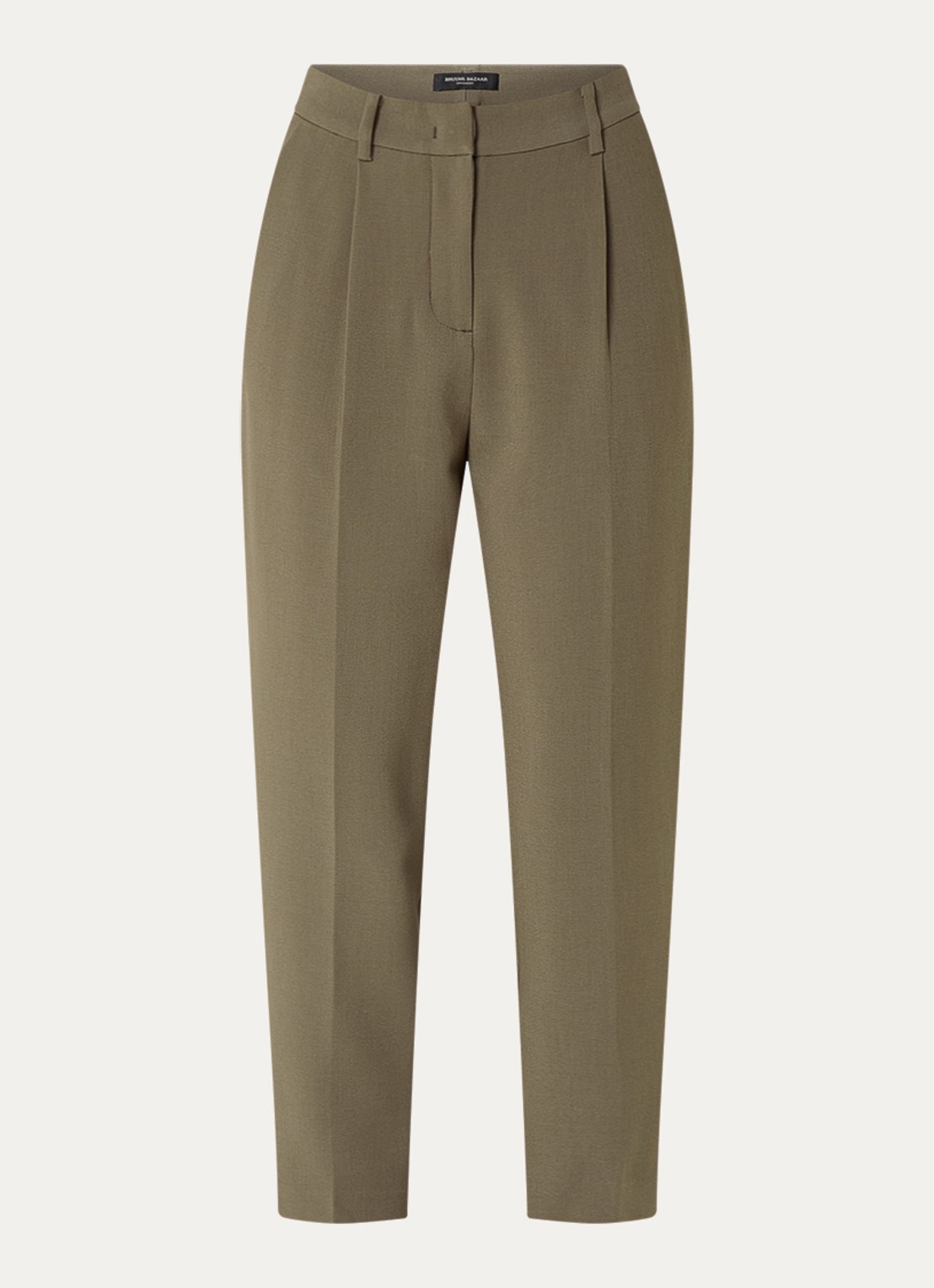 Bruuns Bazaar Cindy high waist tapered fit cropped pantalon met plooidetail - voorkant lichtbruin