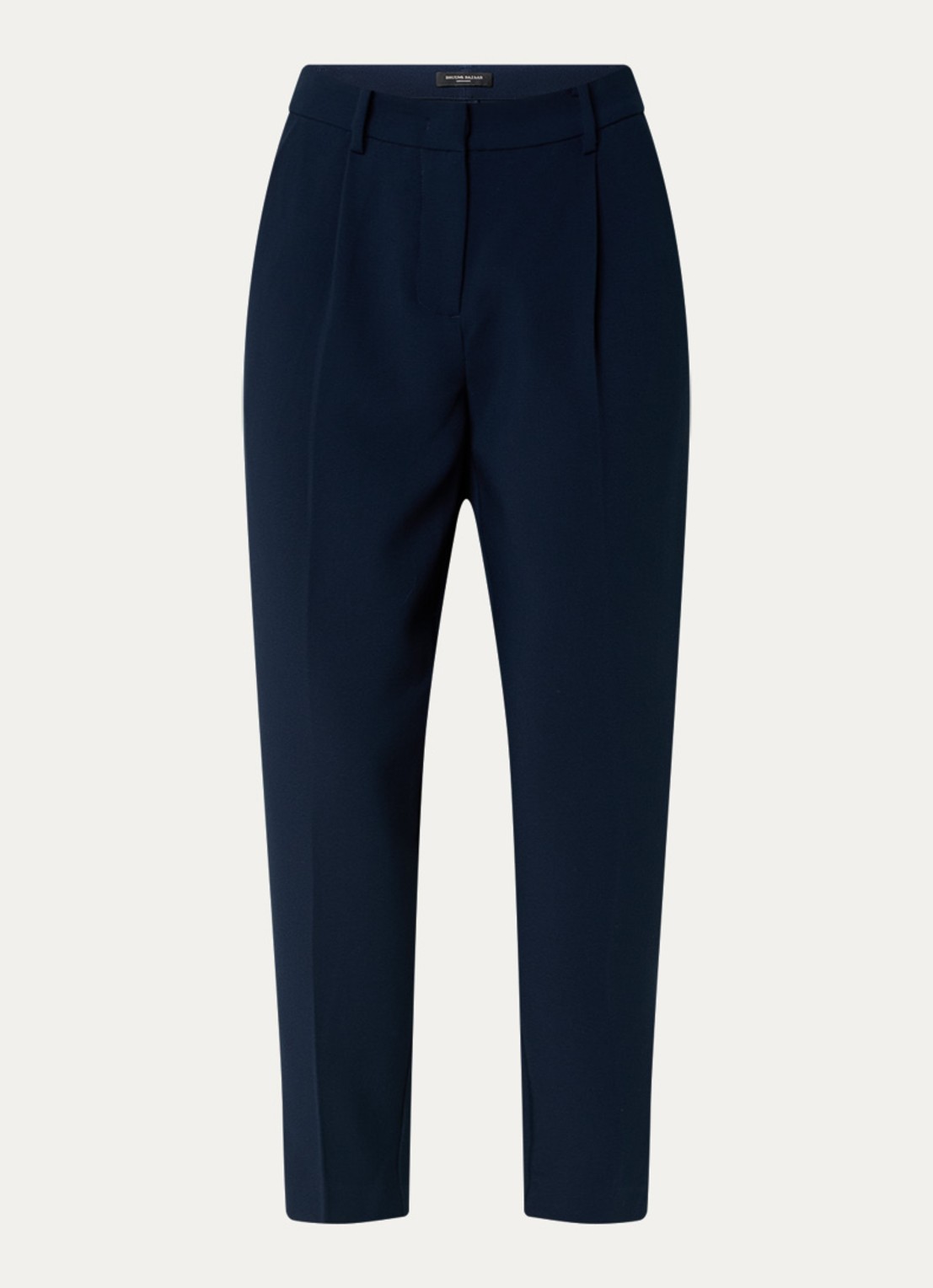 Bruuns Bazaar Cindy high waist tapered fit cropped pantalon met plooidetail - voorkant 3 kobaltblauw