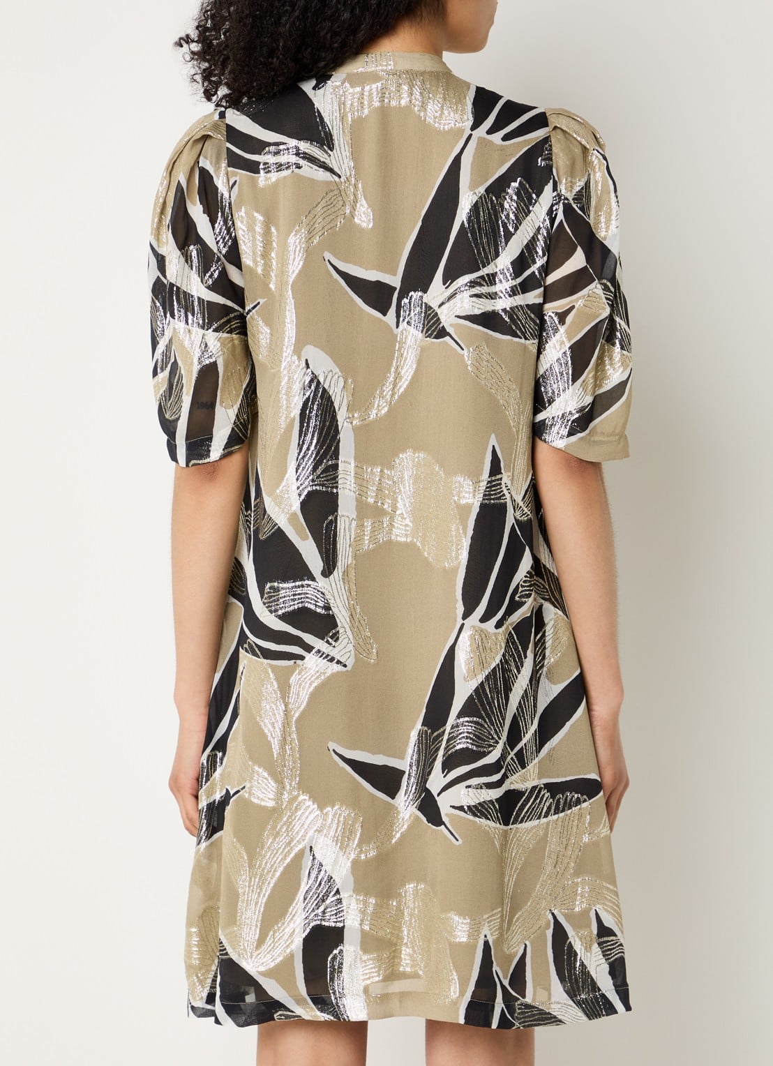 Bruuns Bazaar Diega mini blousejurk met print - achterkant 4 khaki