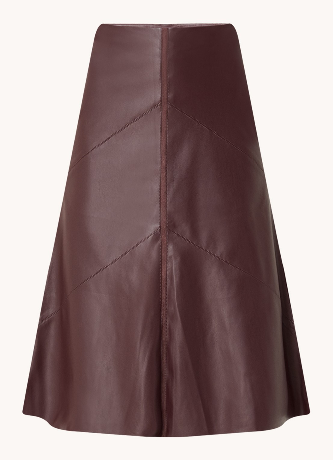 Bruuns Bazaar Eleen midi rok met blinde ritssluiting - voorkant 3 bordeauxrood