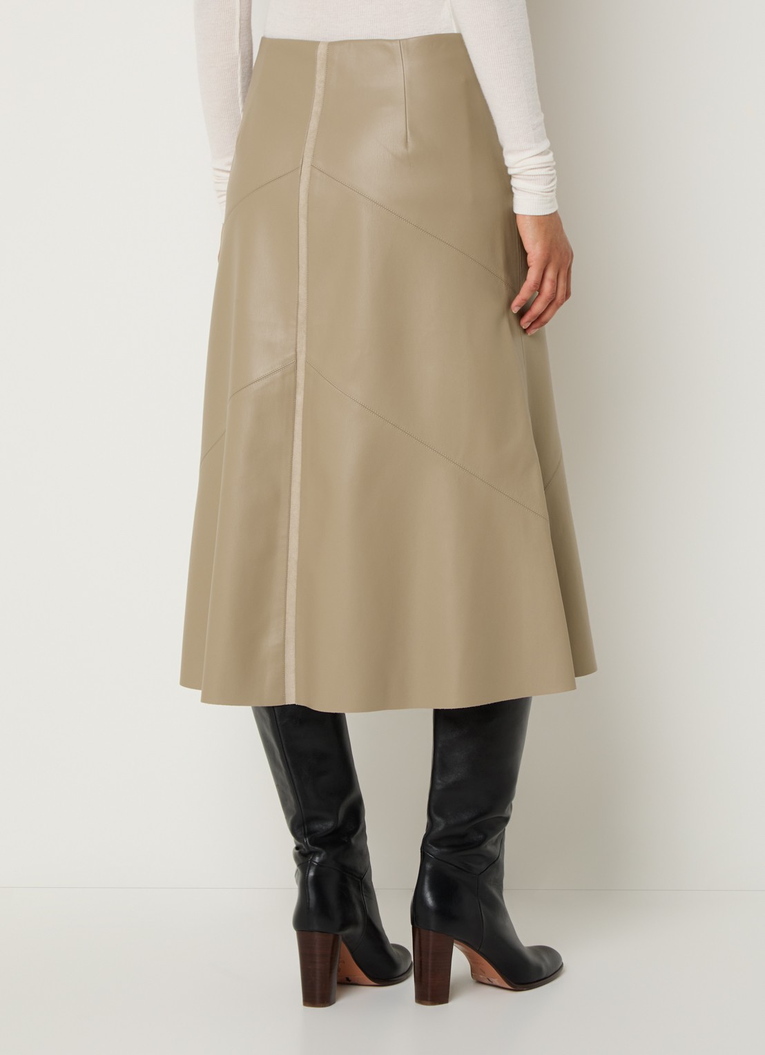 Bruuns Bazaar Eleen midi rok met blinde ritssluiting - achterkant 2 beige