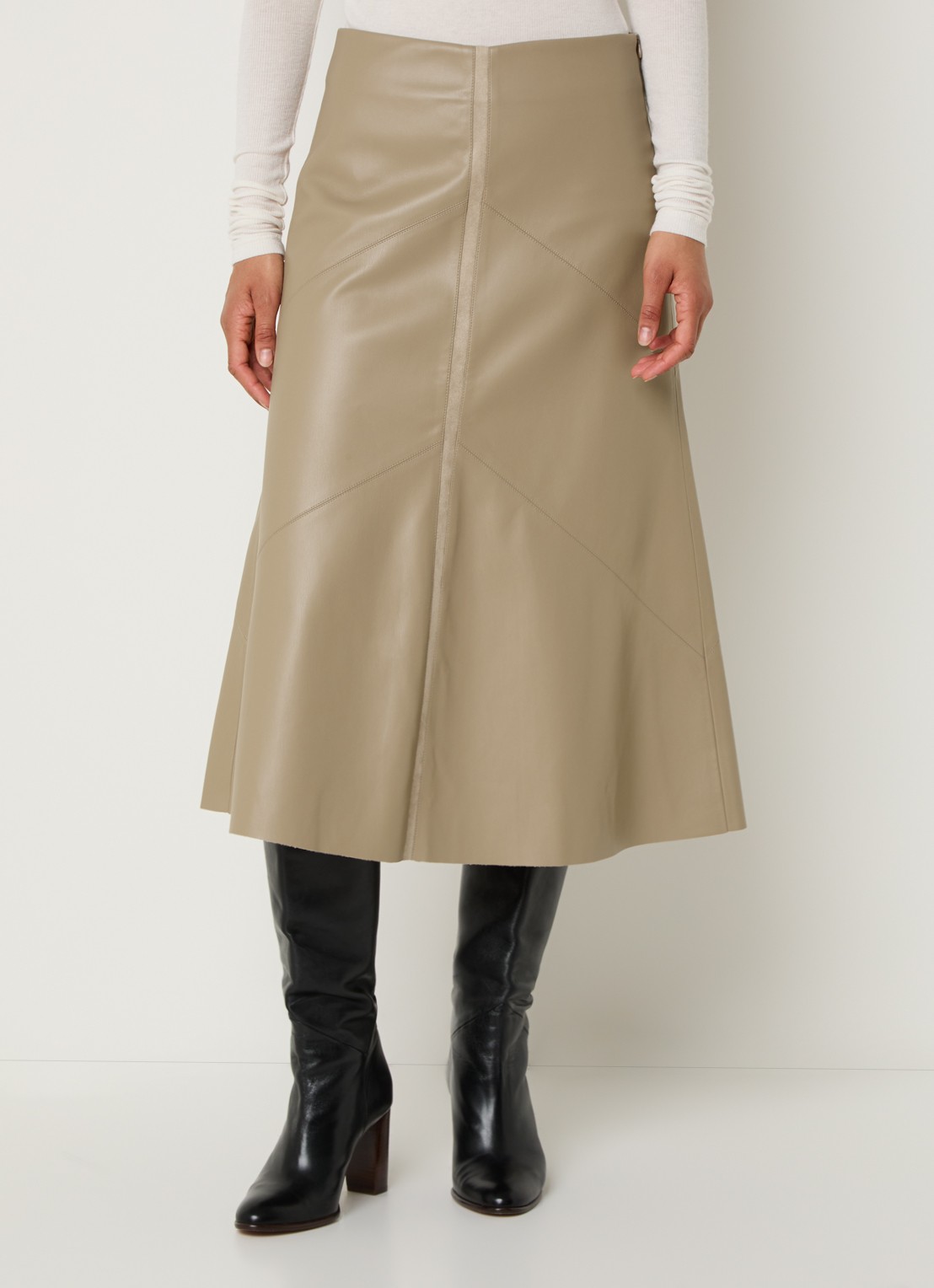 Bruuns Bazaar Eleen midi rok met blinde ritssluiting - detail beige