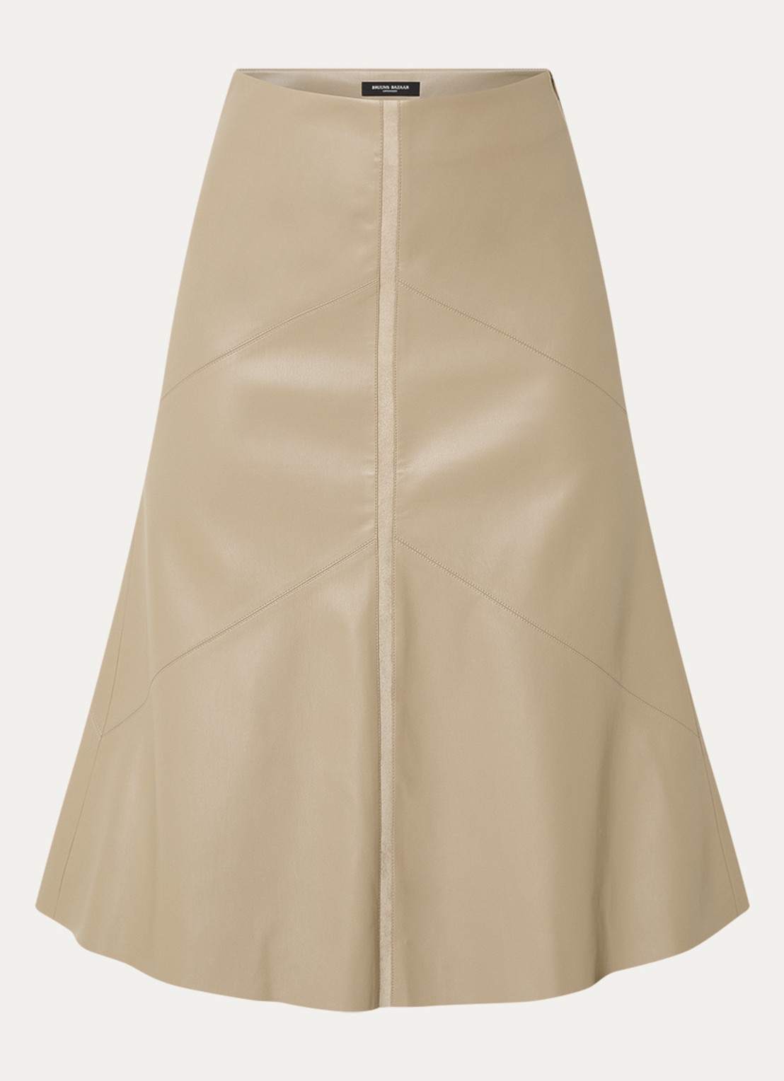Bruuns Bazaar Eleen midi rok met blinde ritssluiting - voorkant 3 beige