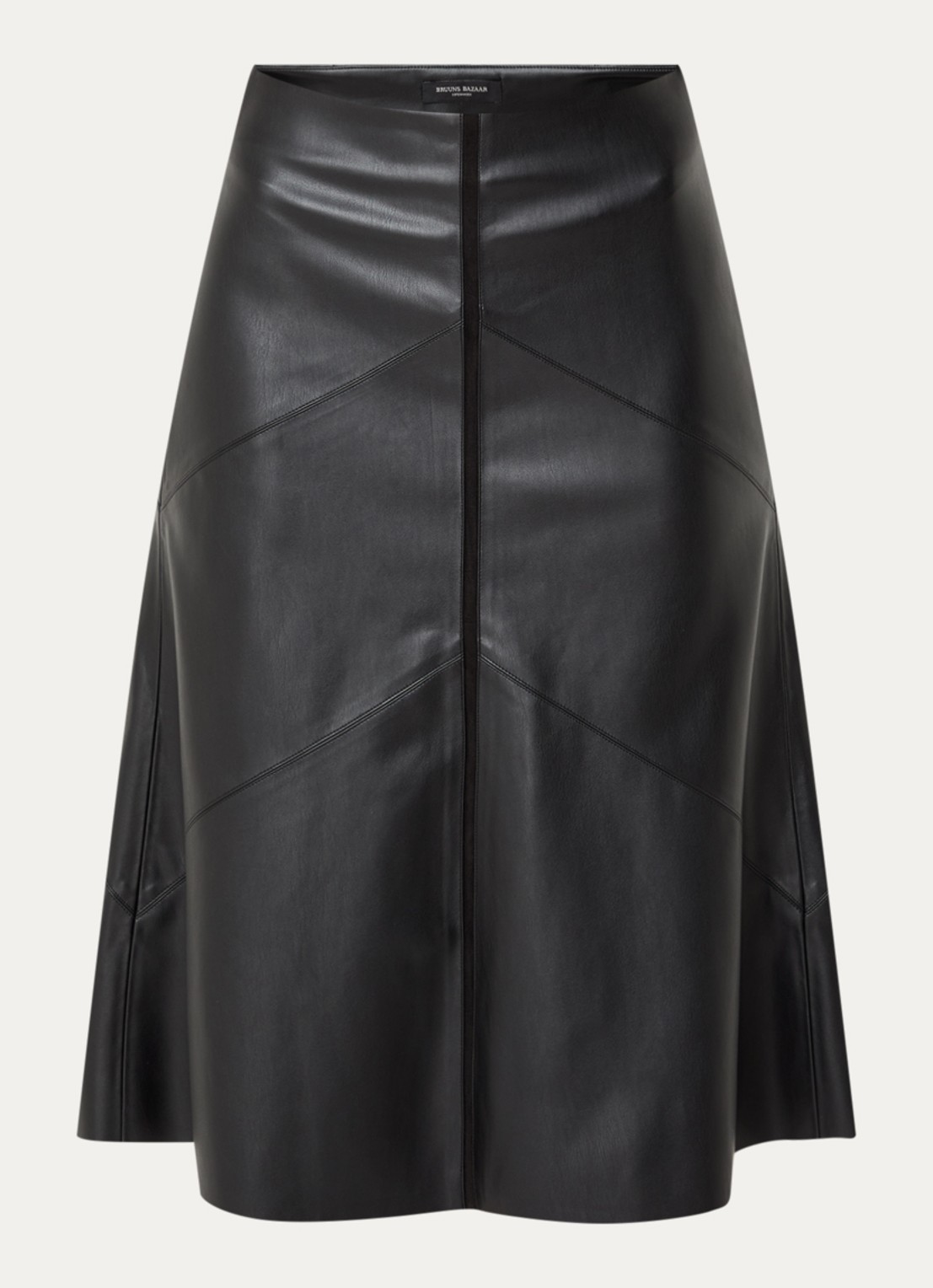 Bruuns Bazaar Eleen midi rok met blinde ritssluiting - voorkant zwart