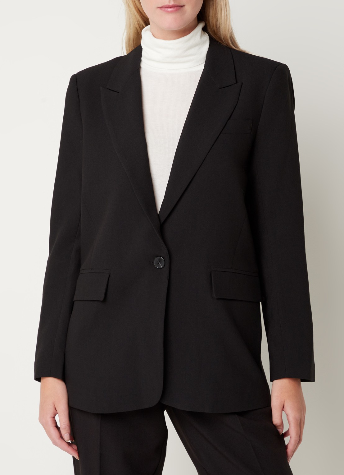 Bruuns Bazaar Frida blazer met klepzakken - detail 4 zwart