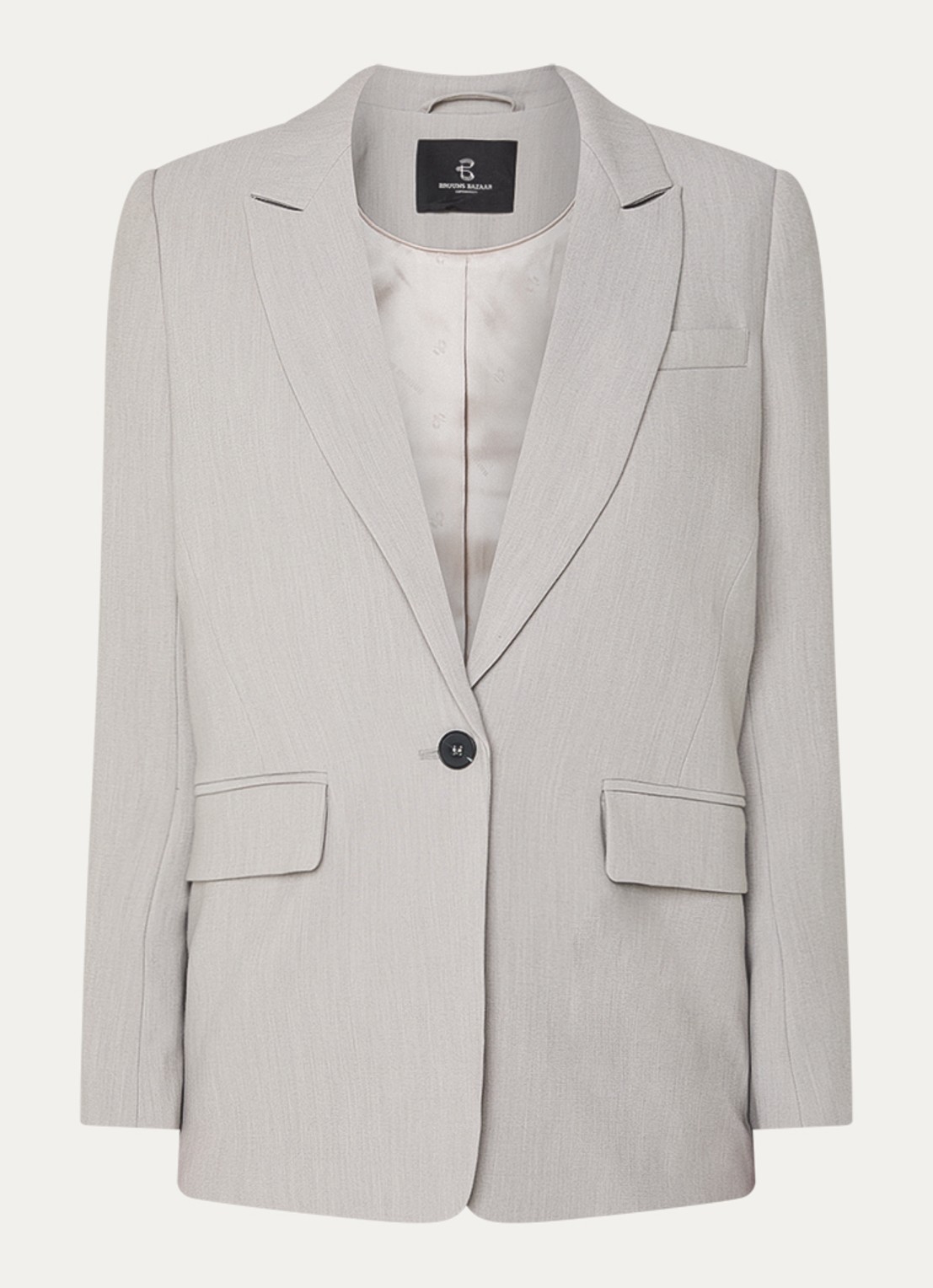 Bruuns Bazaar Frida blazer met klepzakken - voorkant 3 lichtgrijs