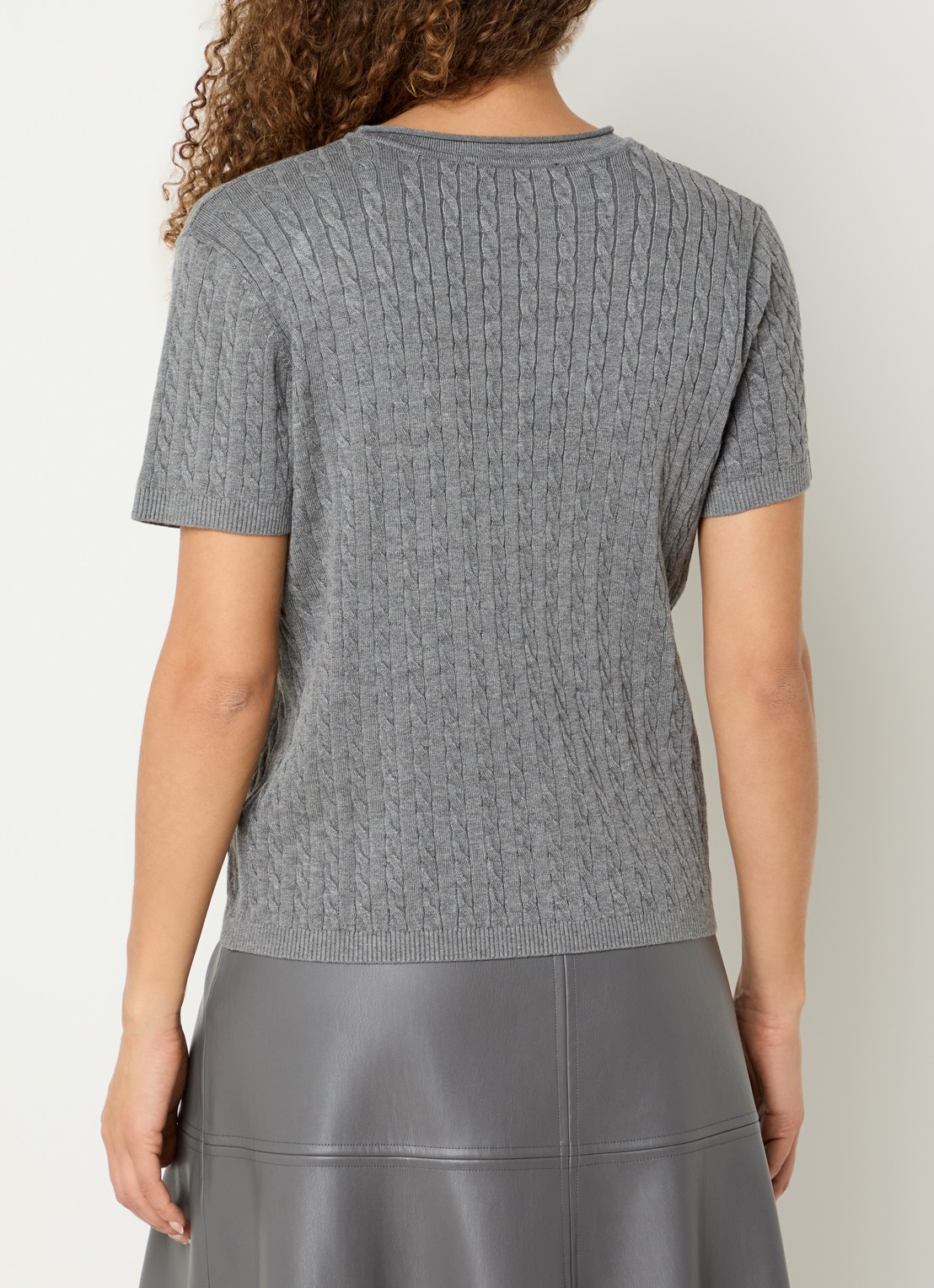 Bruuns Bazaar Glenda kabelgebreide T-shirt - achterkant 4 grijsmele