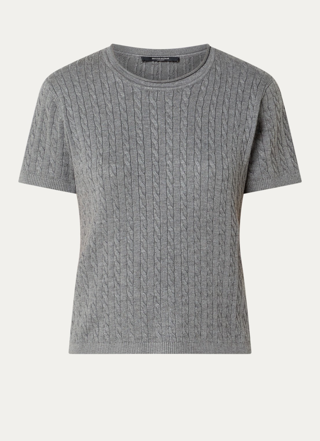 Bruuns Bazaar Glenda kabelgebreide T-shirt - voorkant 2 grijsmele
