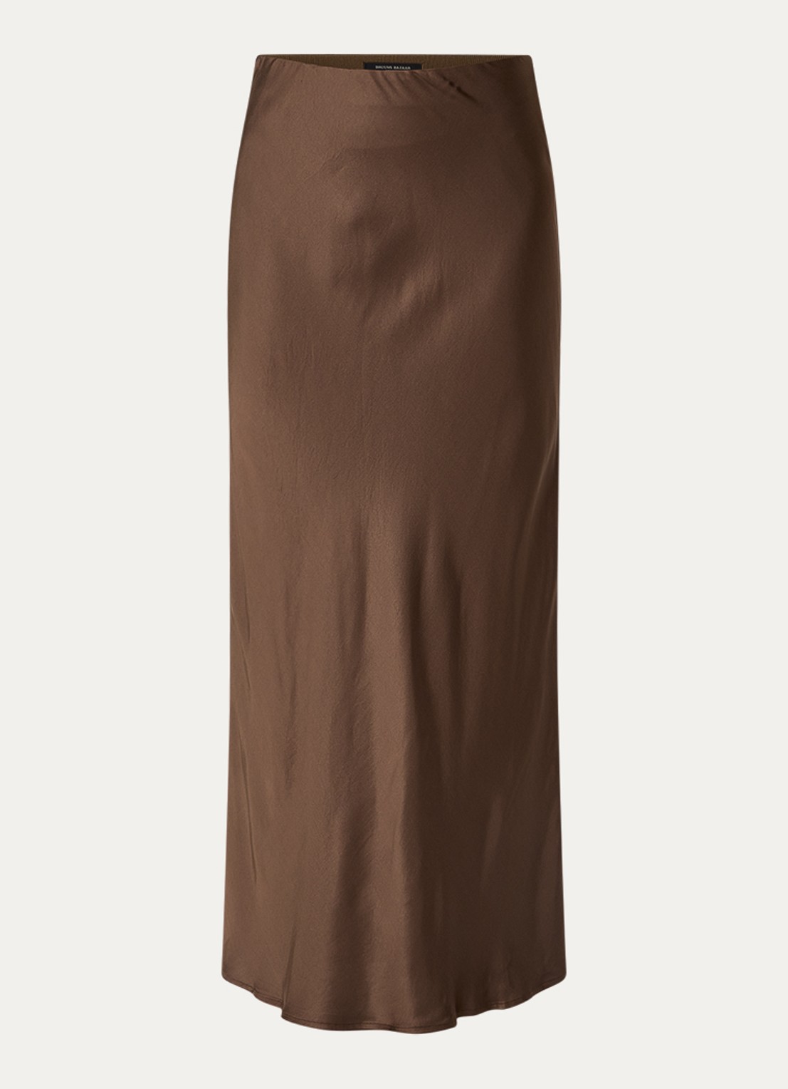 Bruuns Bazaar High waist maxi rok van satijn - voorkant 2 donkerbruin