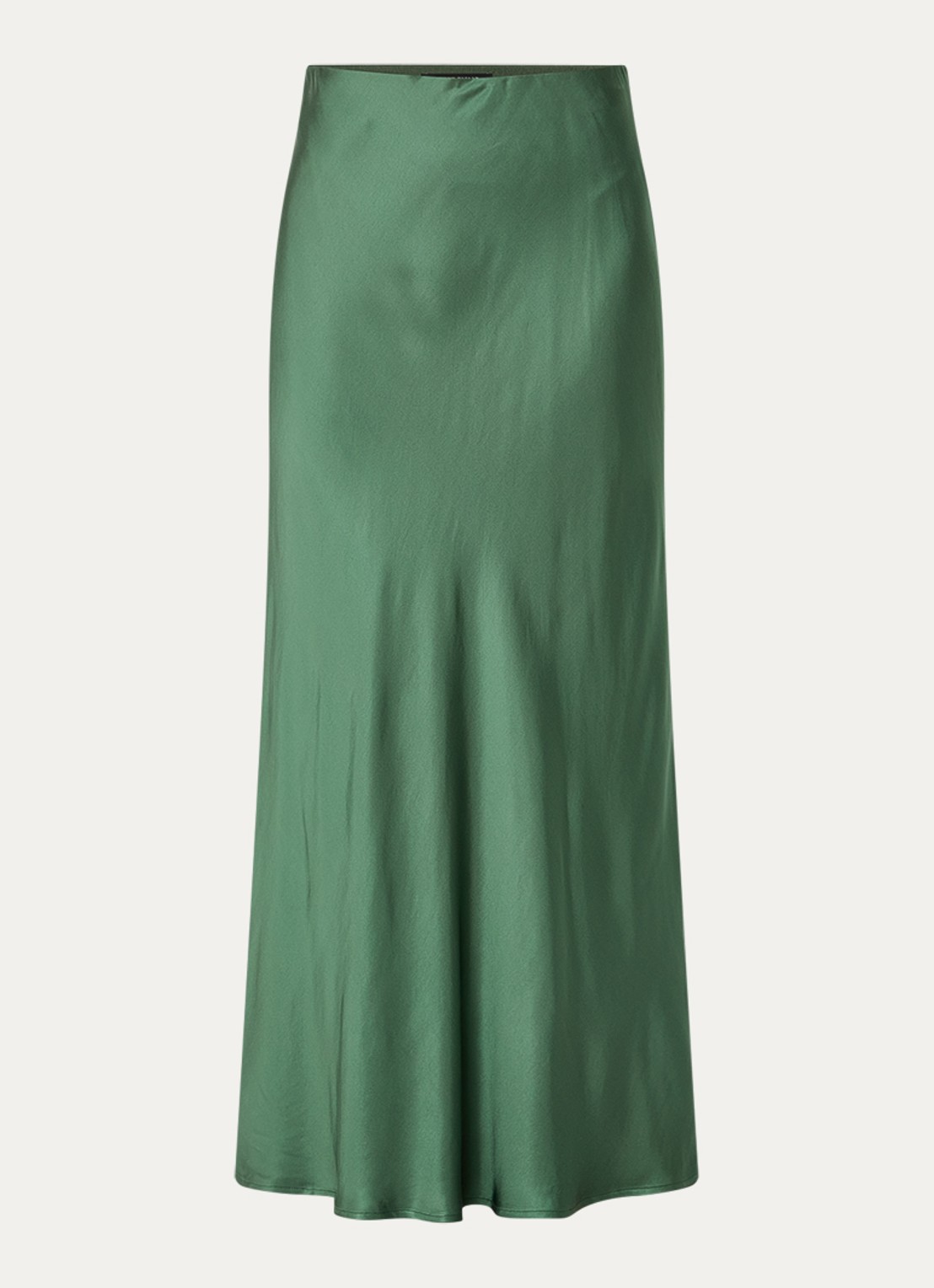 Bruuns Bazaar High waist maxi rok van satijn - voorkant donkergroen