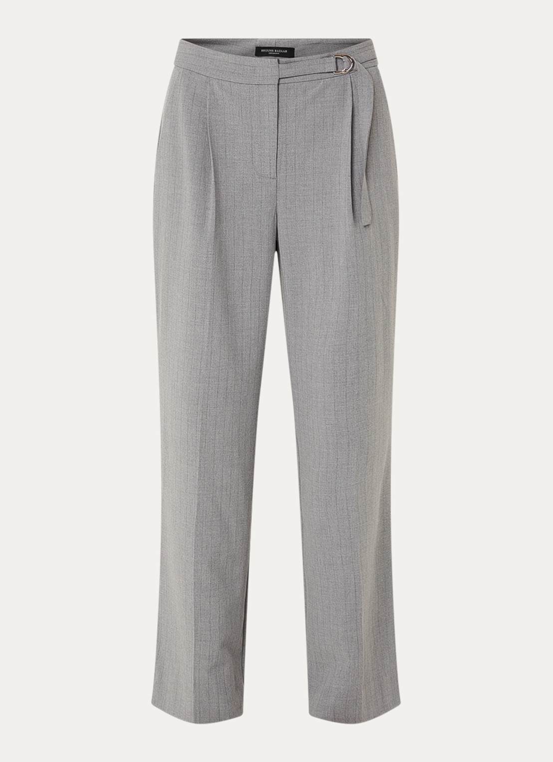Bruuns Bazaar High waist straight fit pantalon met krijtstreep - voorkant 2 grijs