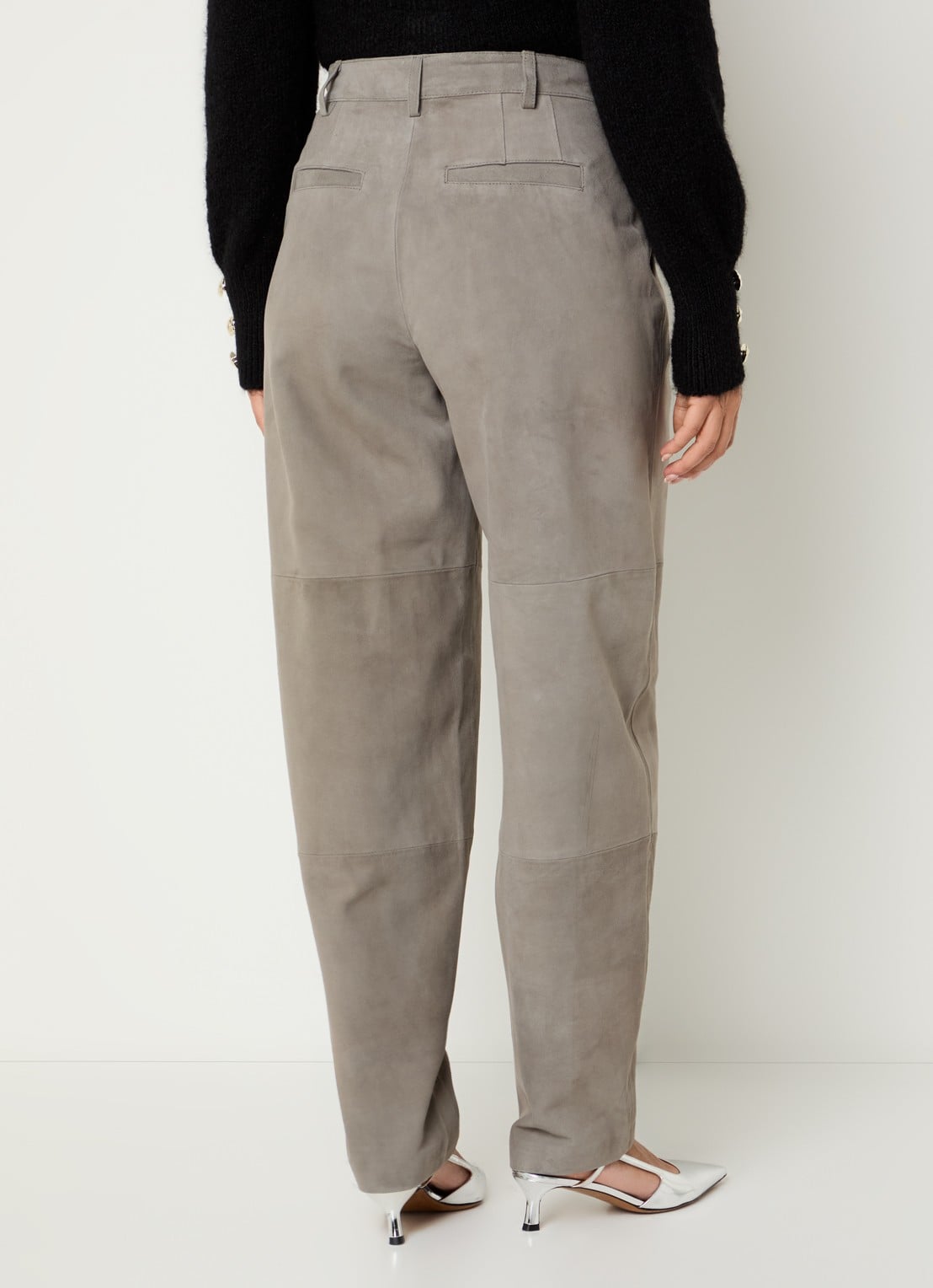 Bruuns Bazaar High waist wide fit broek met steekzakken - achterkant 2 taupe