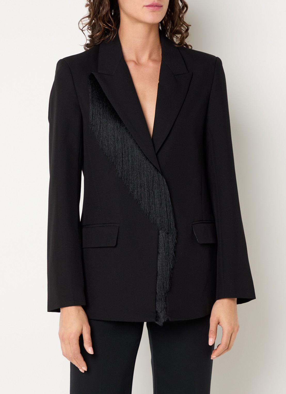 Bruuns Bazaar HyphaBBFridaia blazer met franjes en schoudervulling - detail 4 zwart