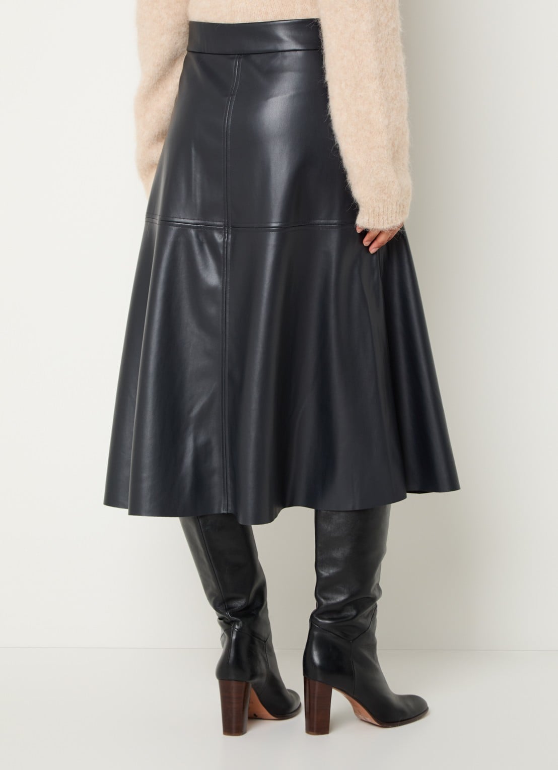 Bruuns Bazaar Imma midi rok van imitatieleer - achterkant donkerblauw