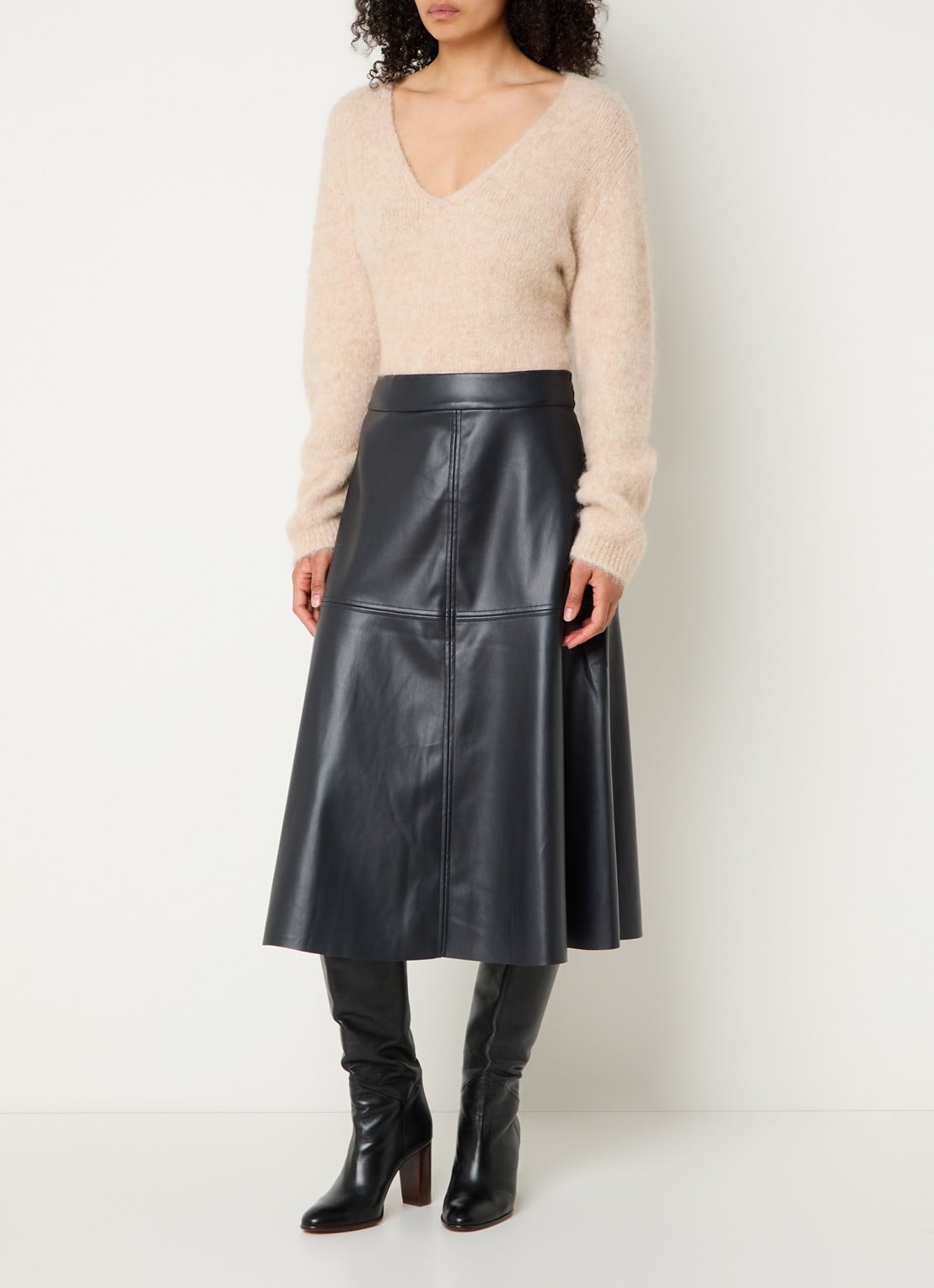 Bruuns Bazaar Imma midi rok van imitatieleer - voorkant 3 donkerblauw