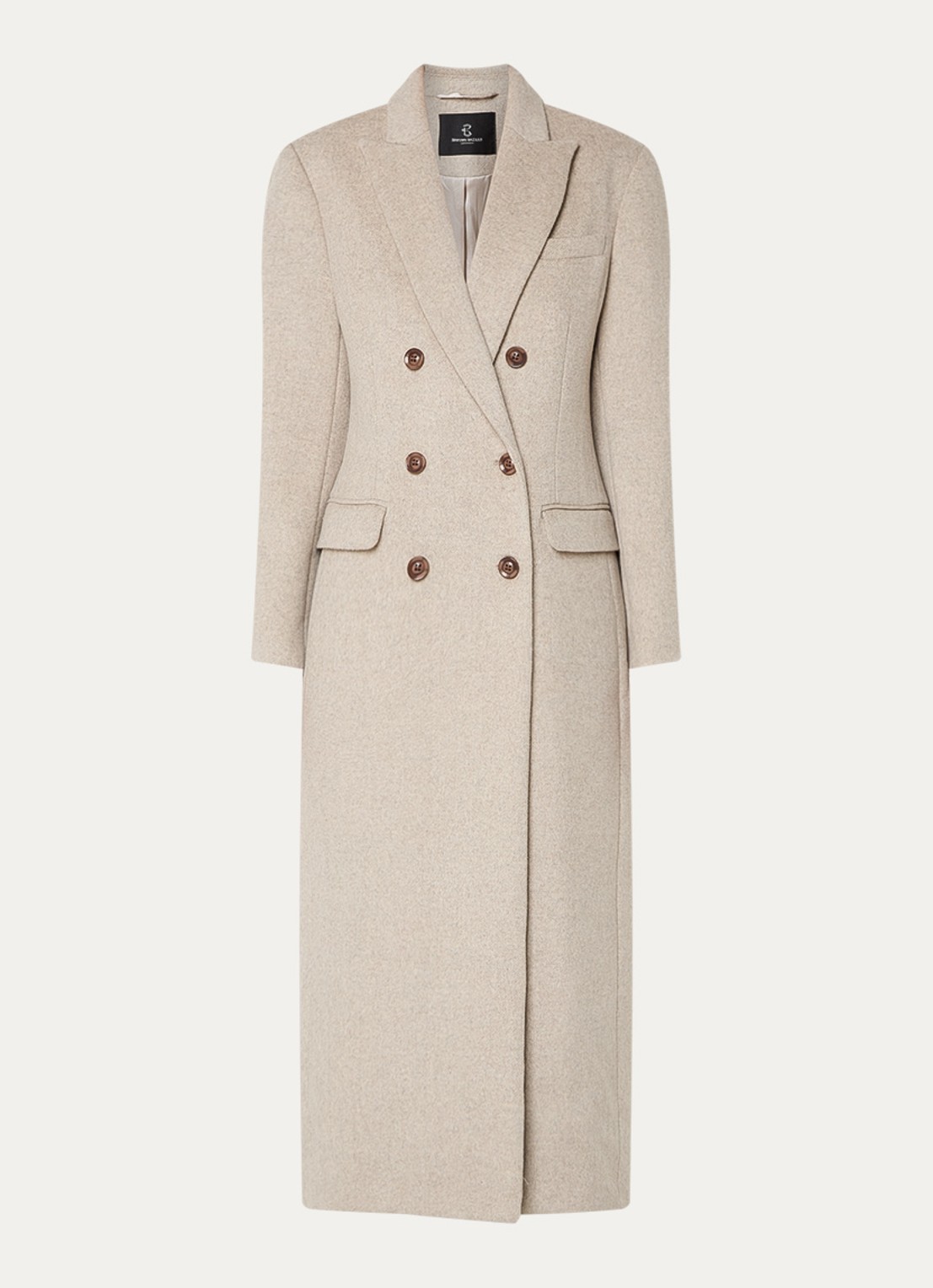 Bruuns Bazaar Jas in wolblend met steekzakken - voorkant beige