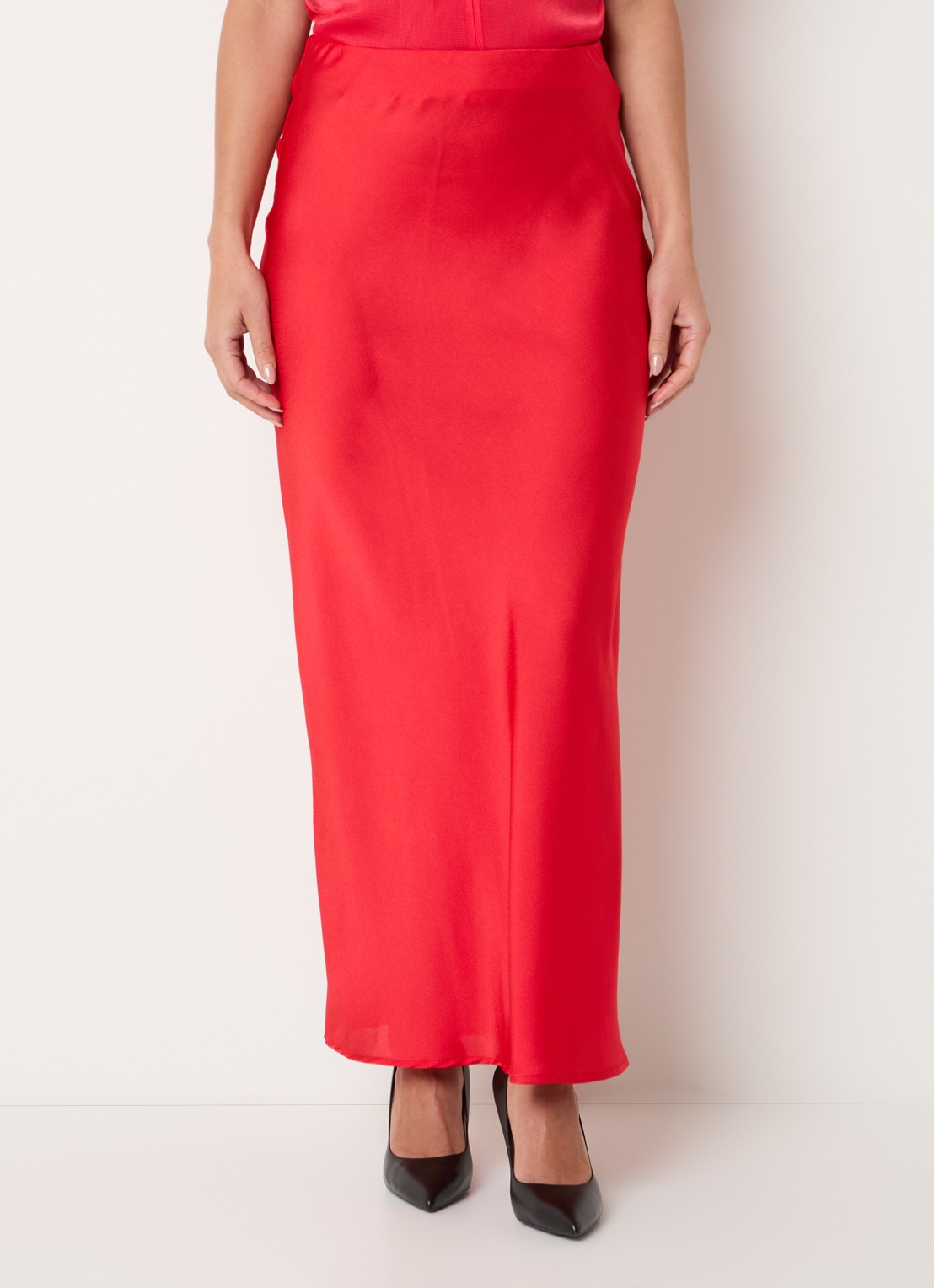 Bruuns Bazaar Joanelle maxi rok van satijn - detail 4 rood