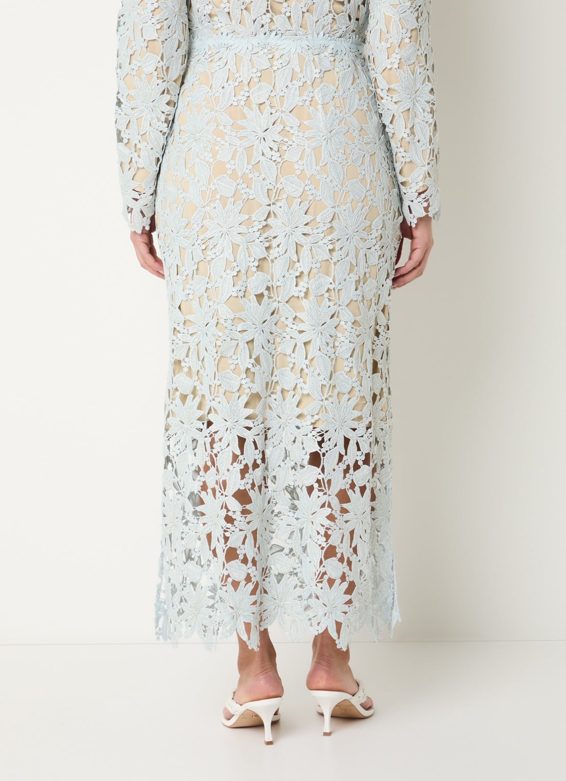 Bruuns Bazaar Joani semi-transparante maxi rok van kant - achterkant lichtblauw
