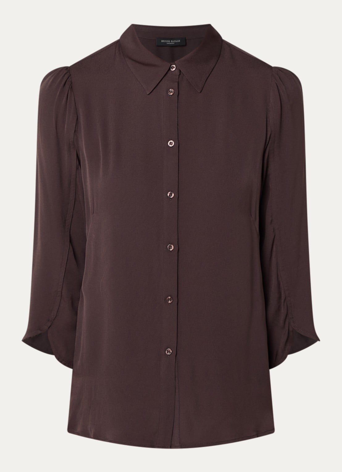 Bruuns Bazaar Kamille blouse met kraag - voorkant 2 hazelnootbruin