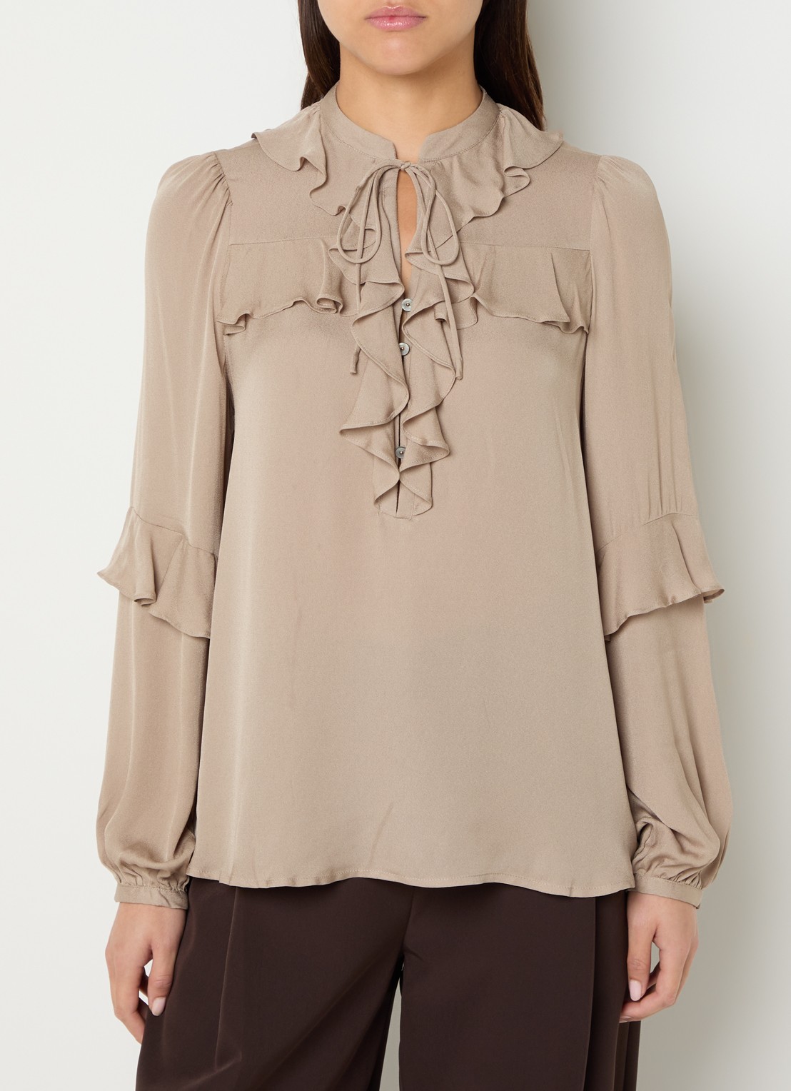 Bruuns Bazaar Kamille tuniek met volant - detail beige