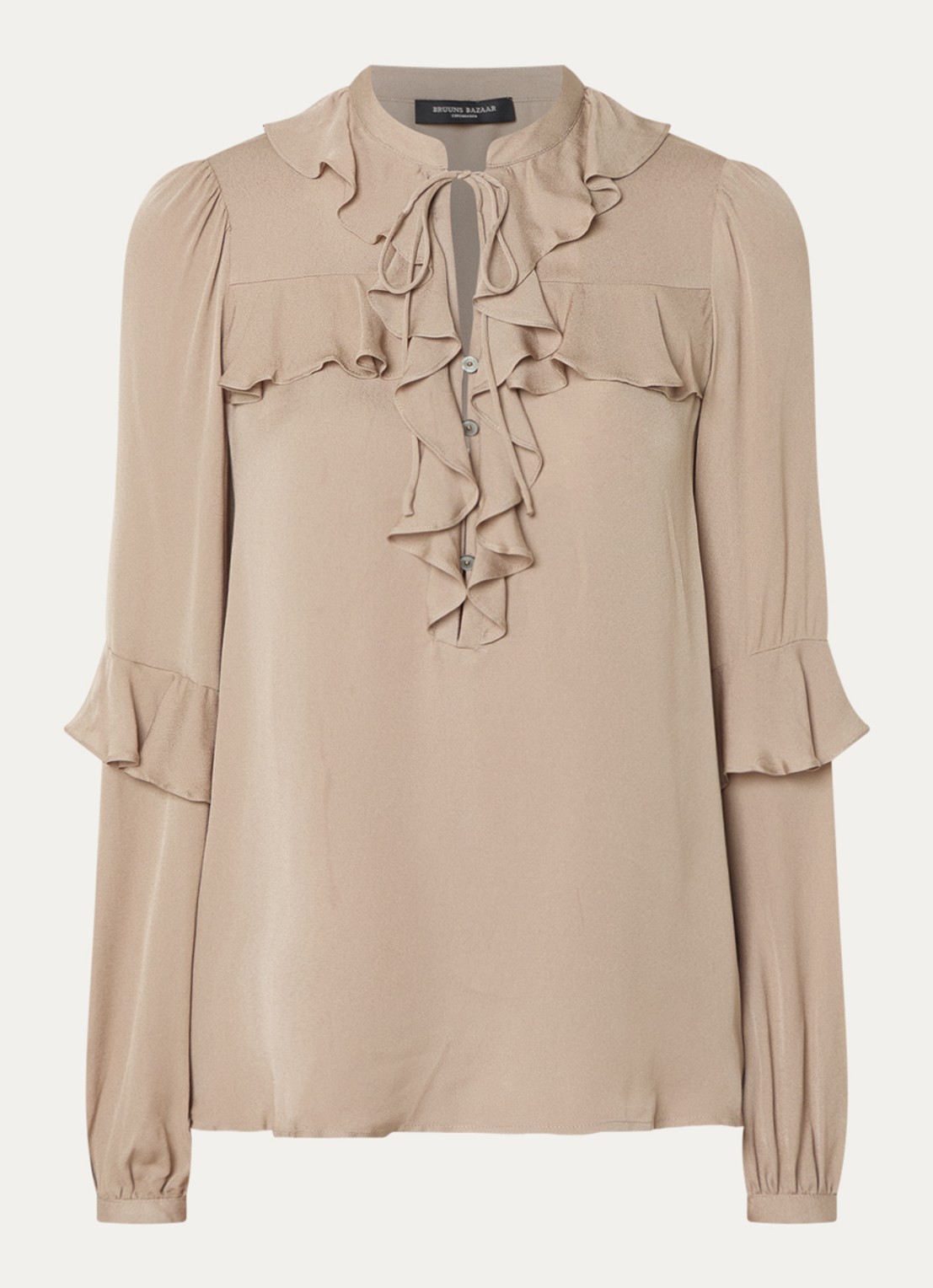 Bruuns Bazaar Kamille tuniek met volant - voorkant 3 beige