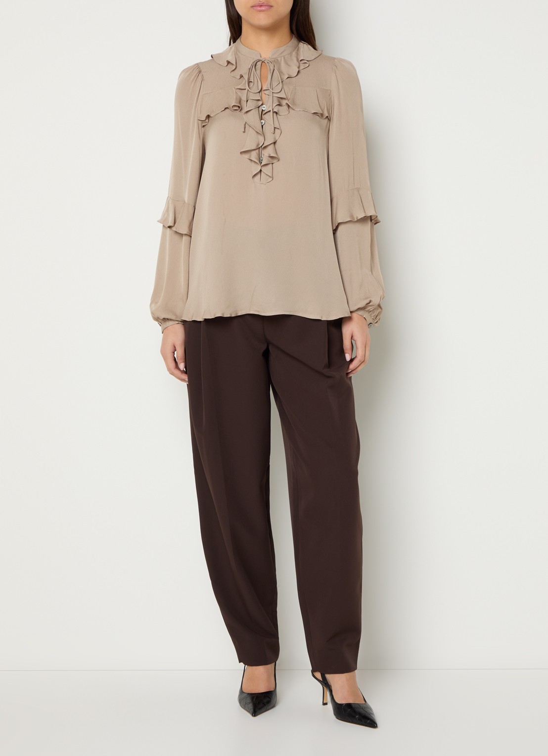 Bruuns Bazaar Kamille tuniek met volant - voorkant 4 beige