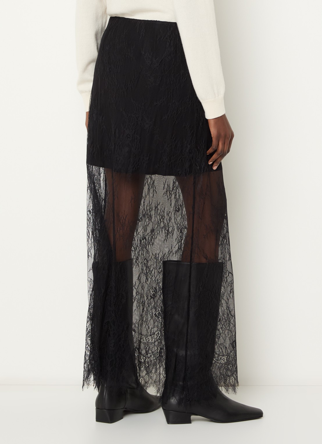 Bruuns Bazaar LaccoBBIna semi-transparante maxi rok van kant - achterkant zwart