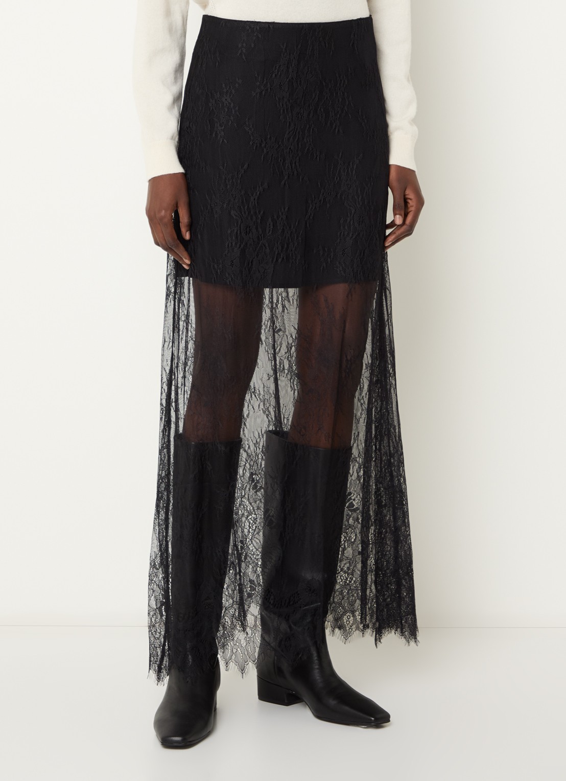 Bruuns Bazaar LaccoBBIna semi-transparante maxi rok van kant - detail 4 zwart