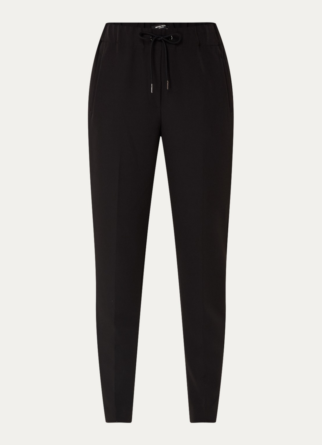 Bruuns Bazaar Liwa high waist tapered fit chino met steekzakken - voorkant 3 zwart